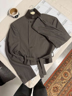 Tied-up Blazer - Brown Stripped (L)