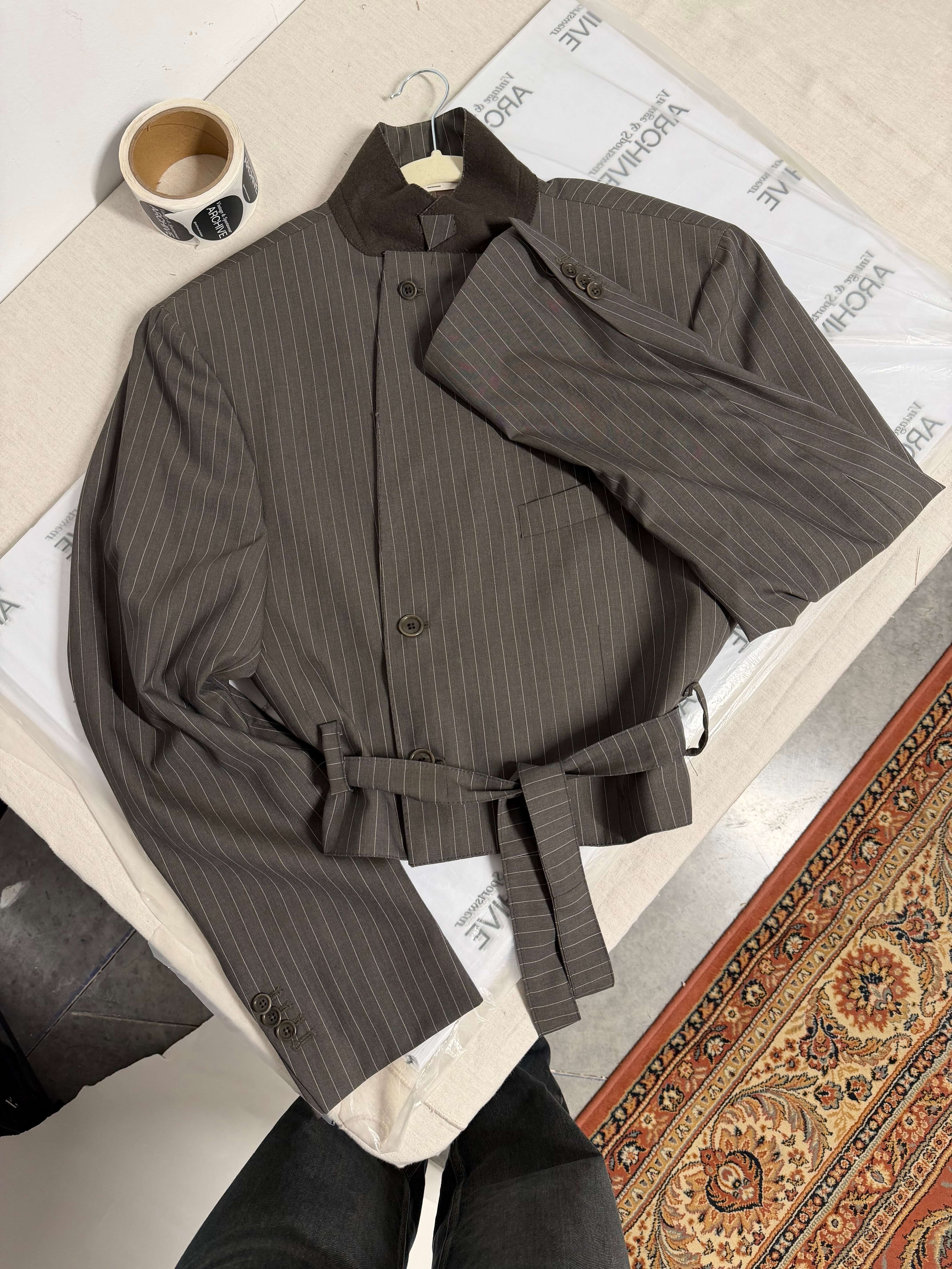 Tied-up Blazer - Brown Stripped (L)