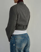 Tied-up Blazer - Burgundy Collar Stripped (S)
