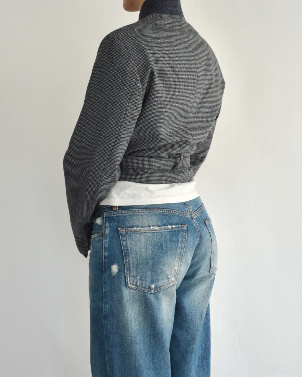 Tied-up Blazer - Textured Navy (S)