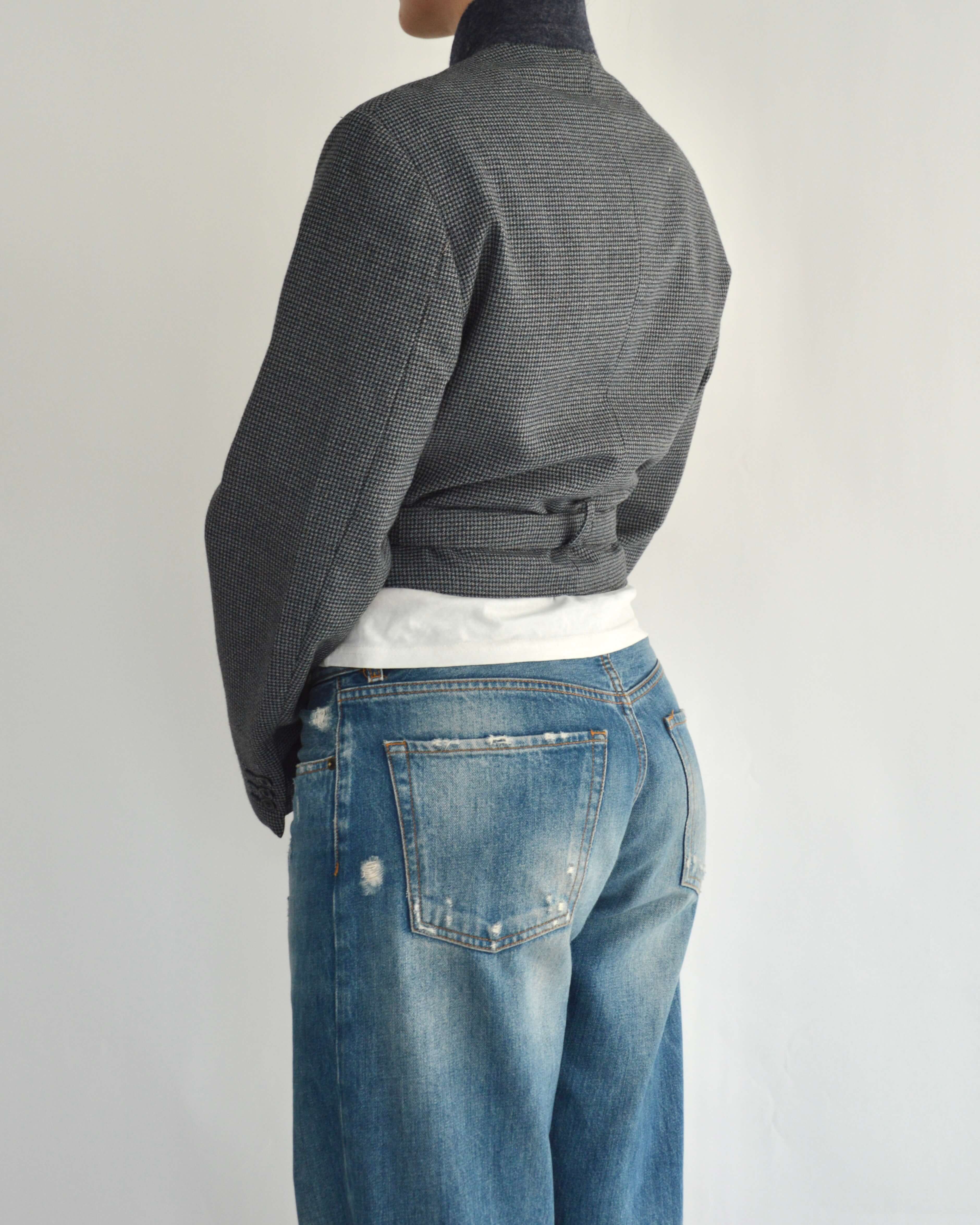 Tied-up Blazer - Textured Navy (S)