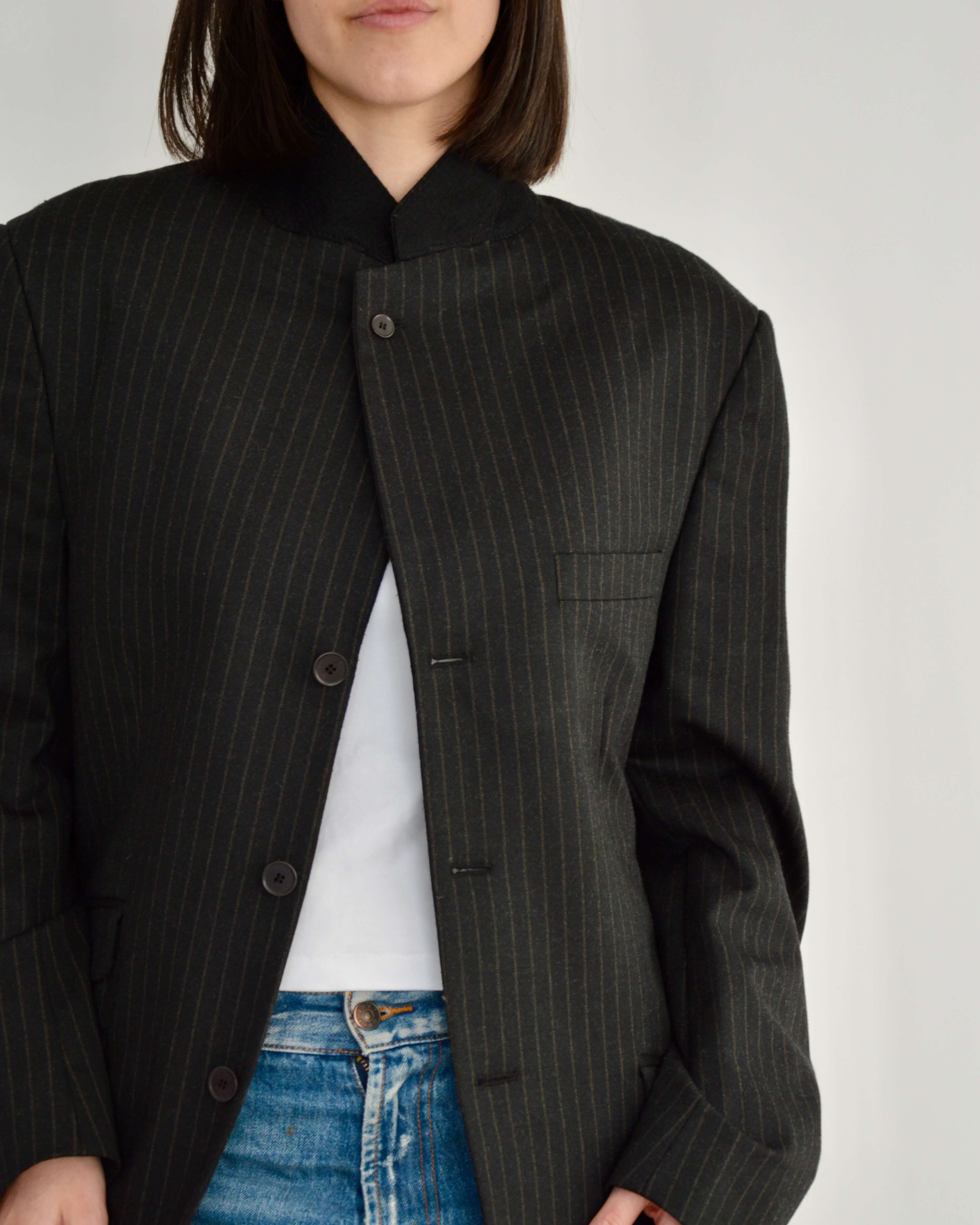 High Neck Blazer - Dark Stripped (M)