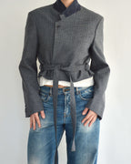 Tied-up Blazer - Textured Navy (S)
