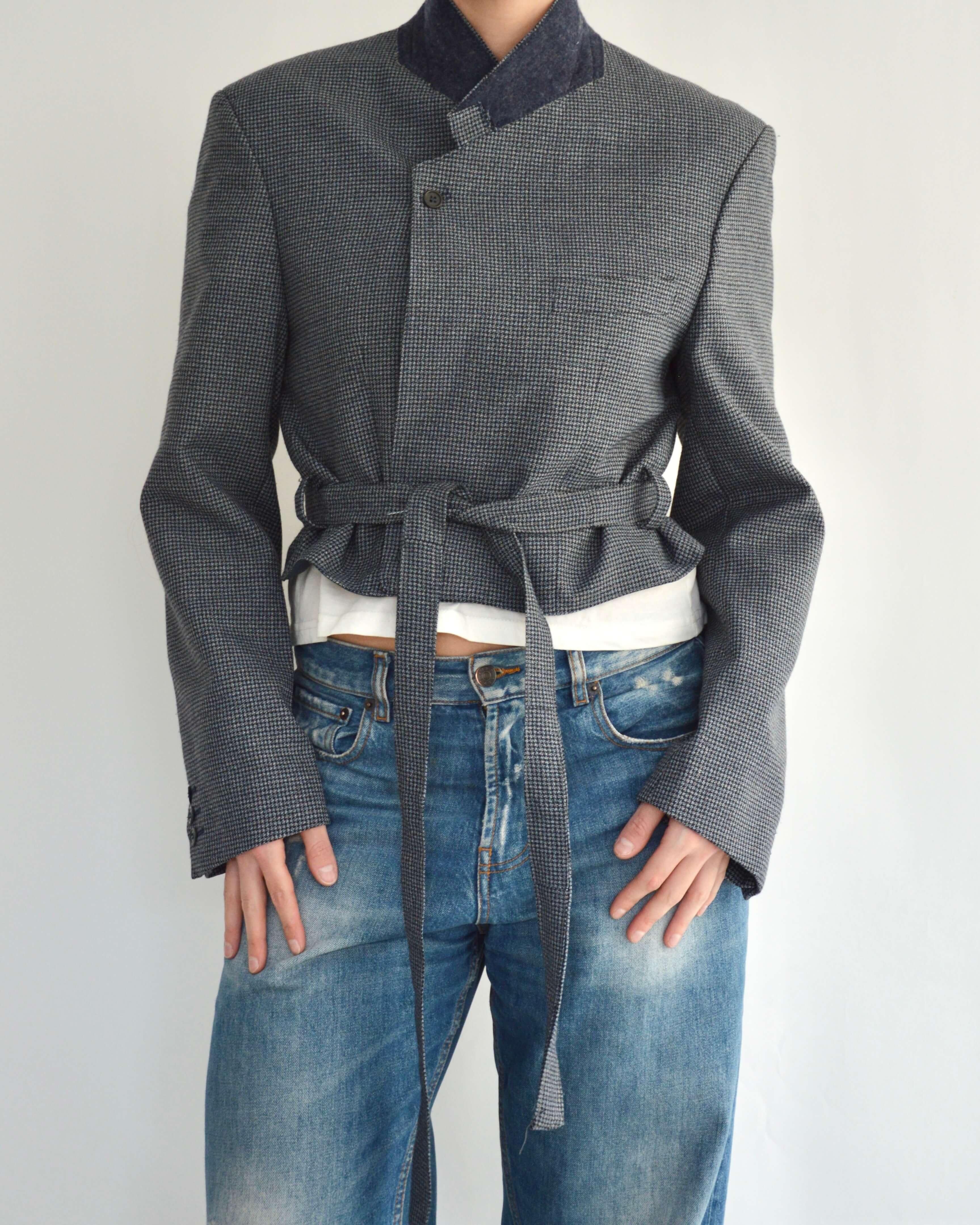 Tied-up Blazer - Textured Navy (S)