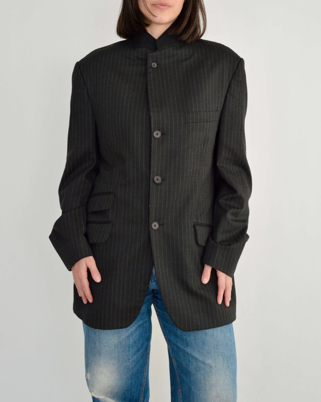 High Neck Blazer - Dark Stripped (M)
