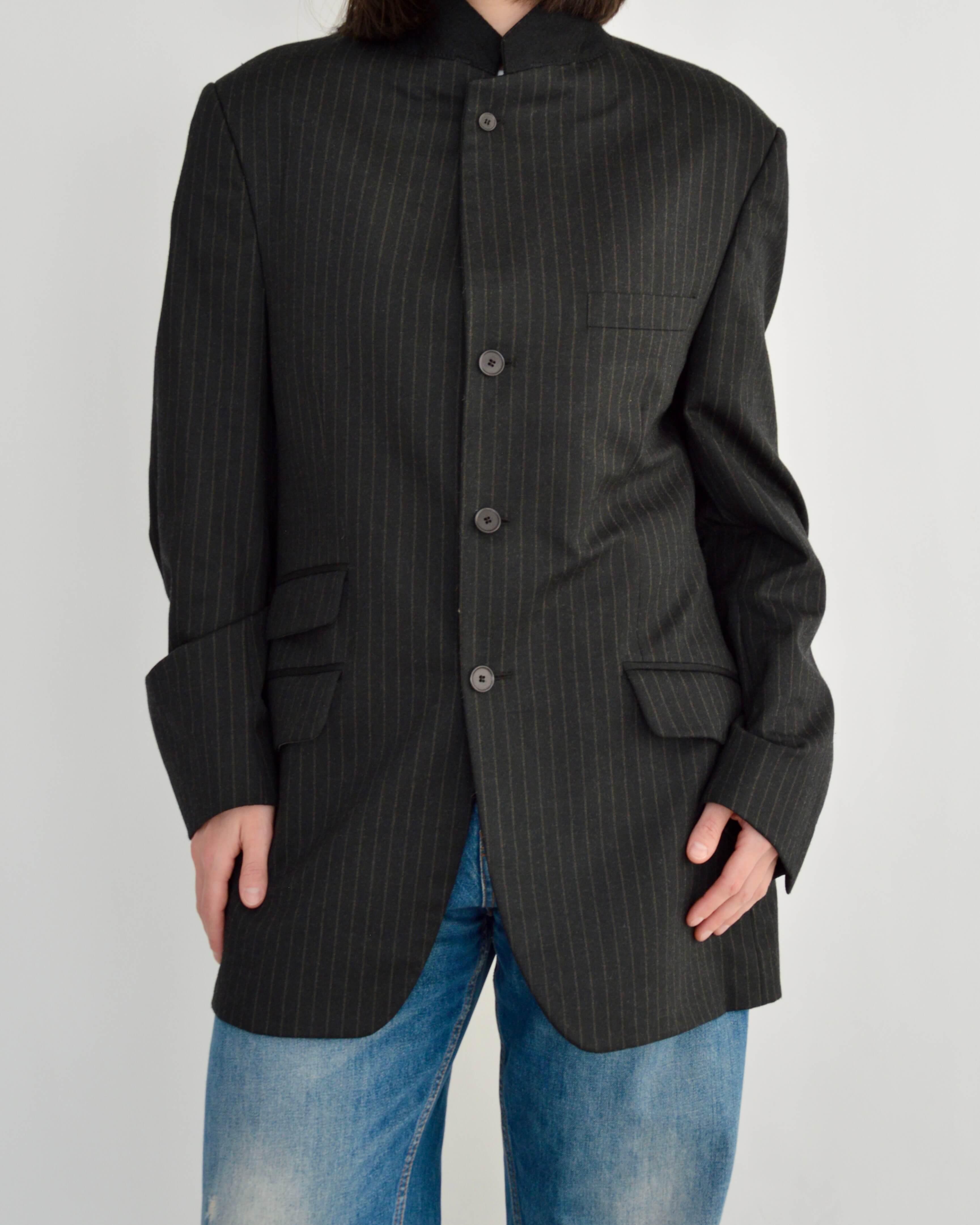 High Neck Blazer - Dark Stripped (M)