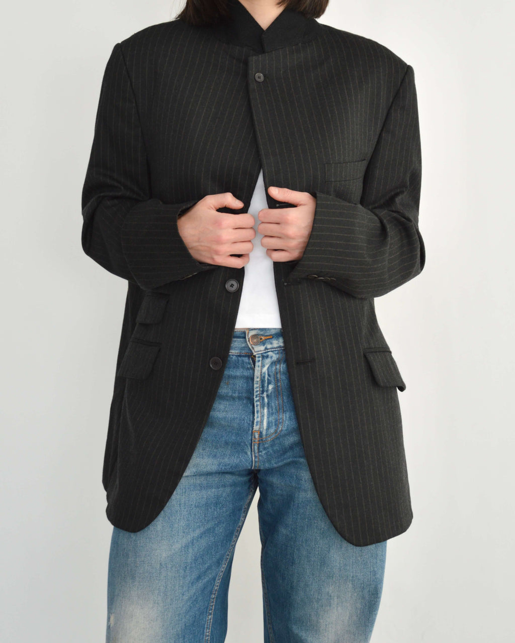 High Neck Blazer - Dark Stripped (M)