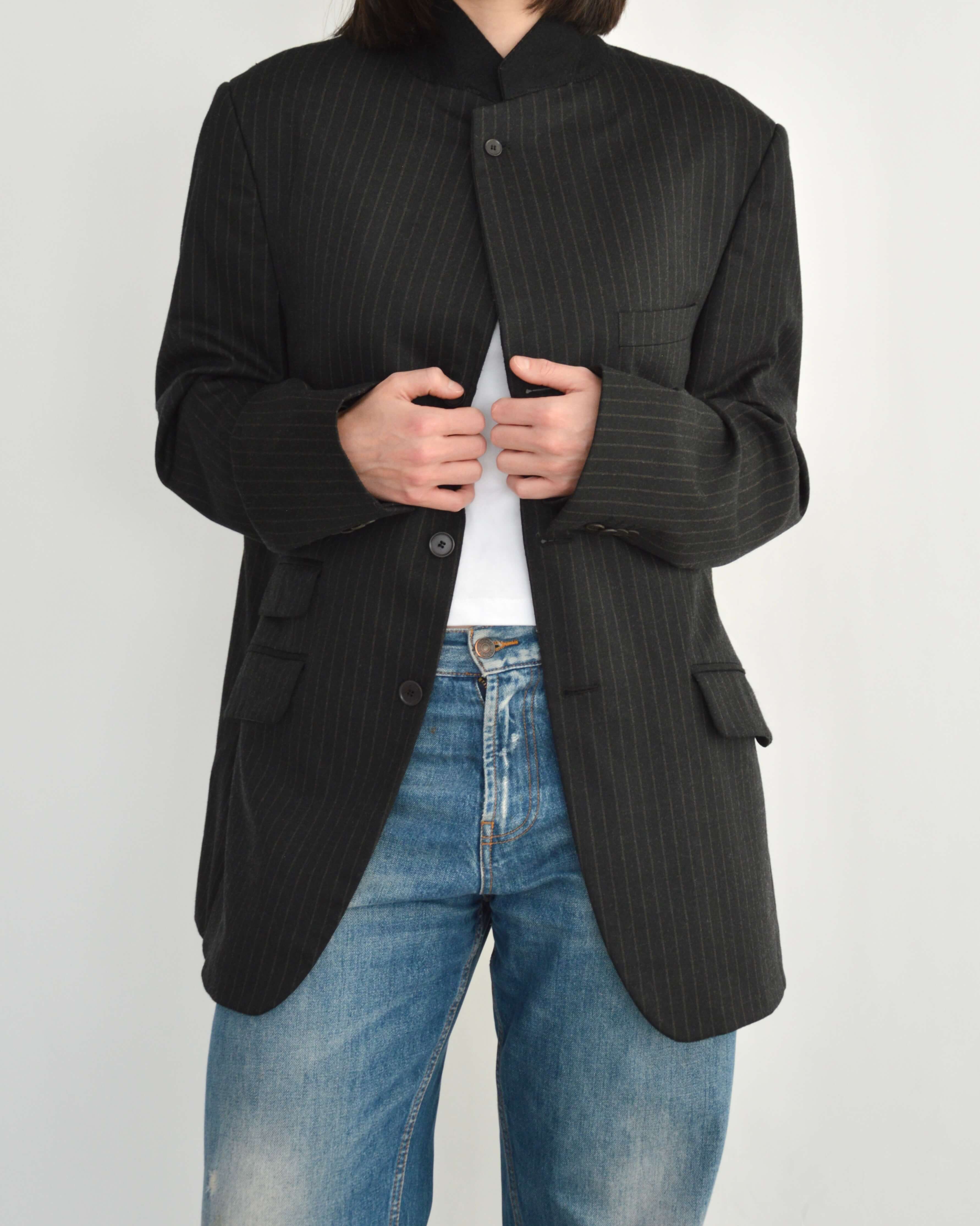 High Neck Blazer - Dark Stripped (M)