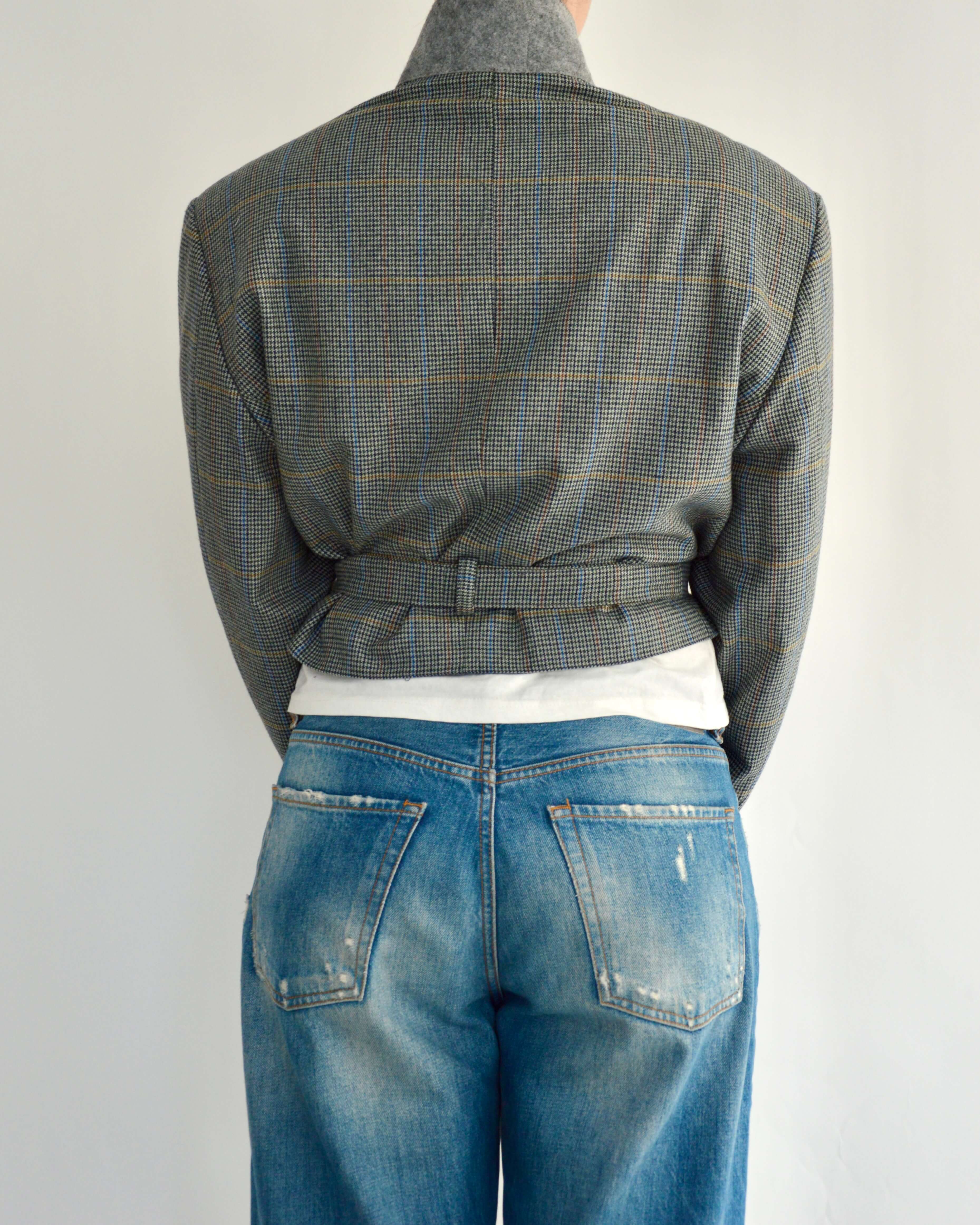 Tied-up Blazer - Blue and Yellow (L)