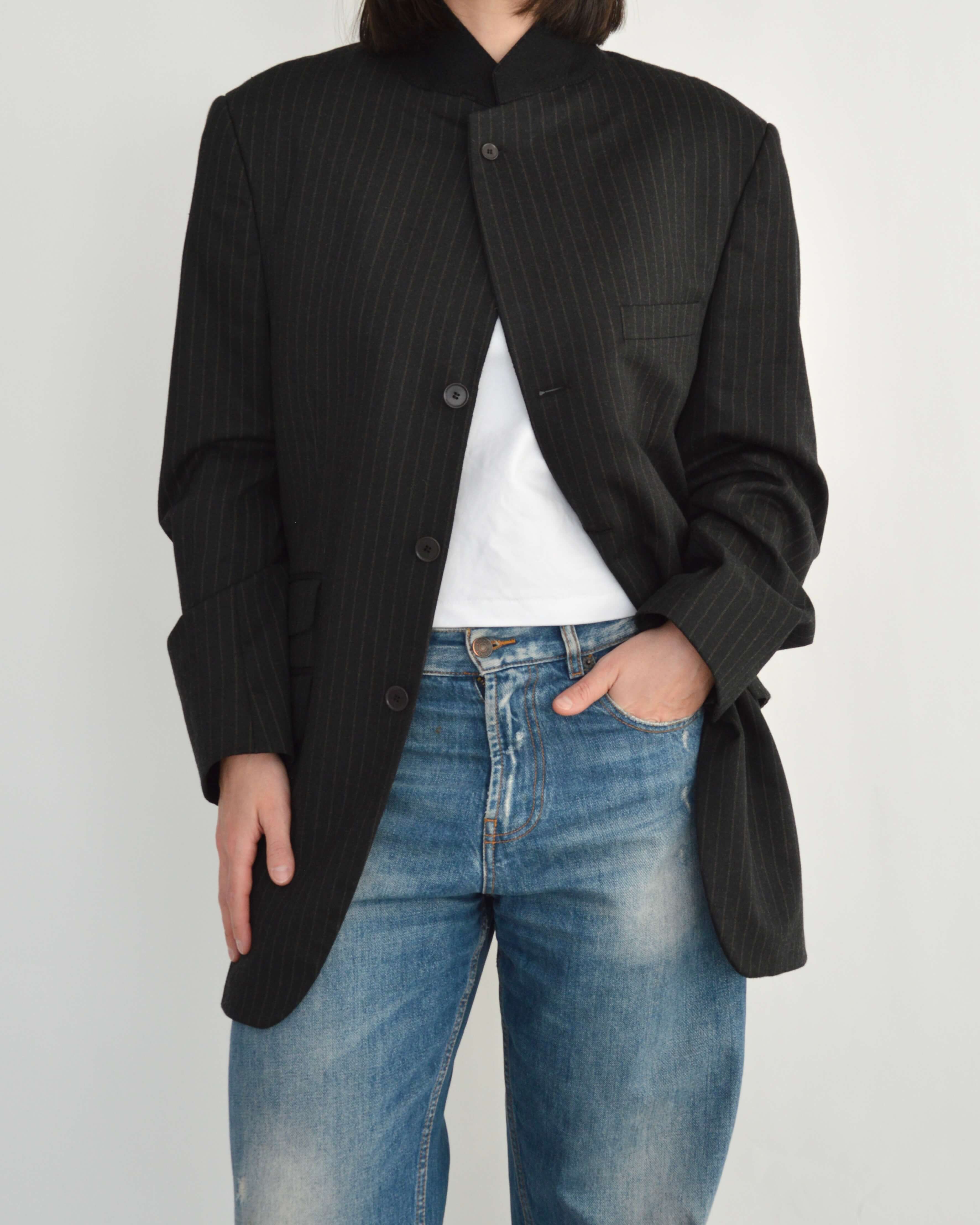 High Neck Blazer - Dark Stripped (M)
