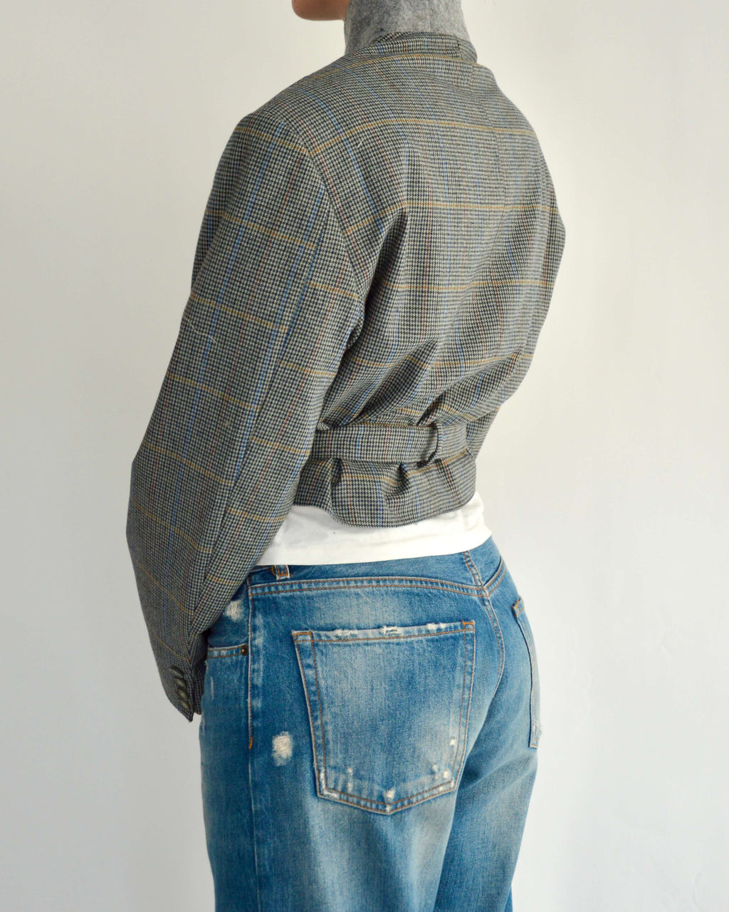 Tied-up Blazer - Blue and Yellow (L)