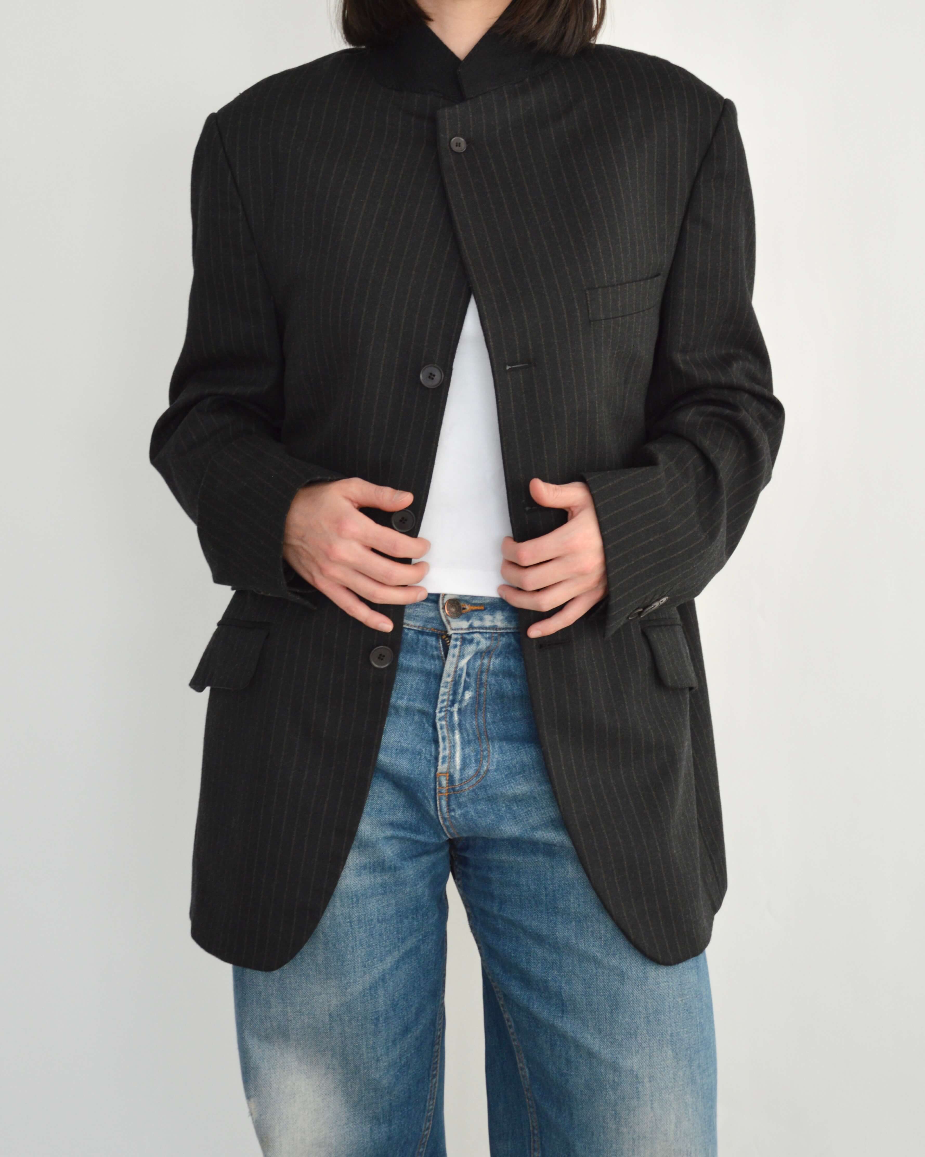 High Neck Blazer - Dark Stripped (M)