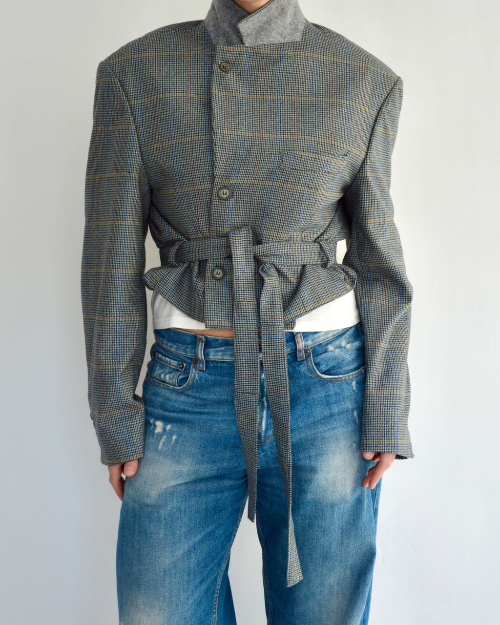 Tied-up Blazer - Blue and Yellow (L)