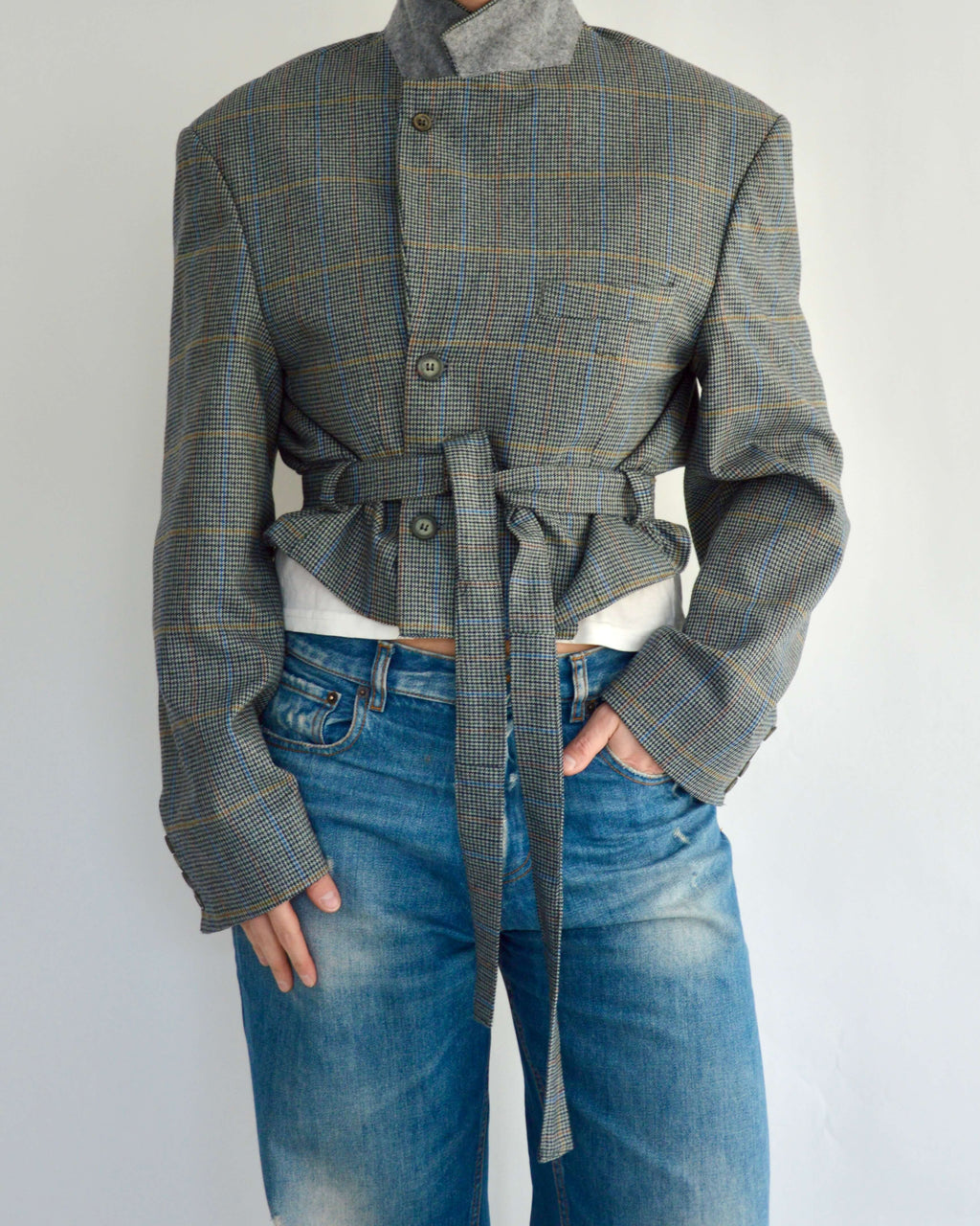 Tied-up Blazer - Blue and Yellow (L)