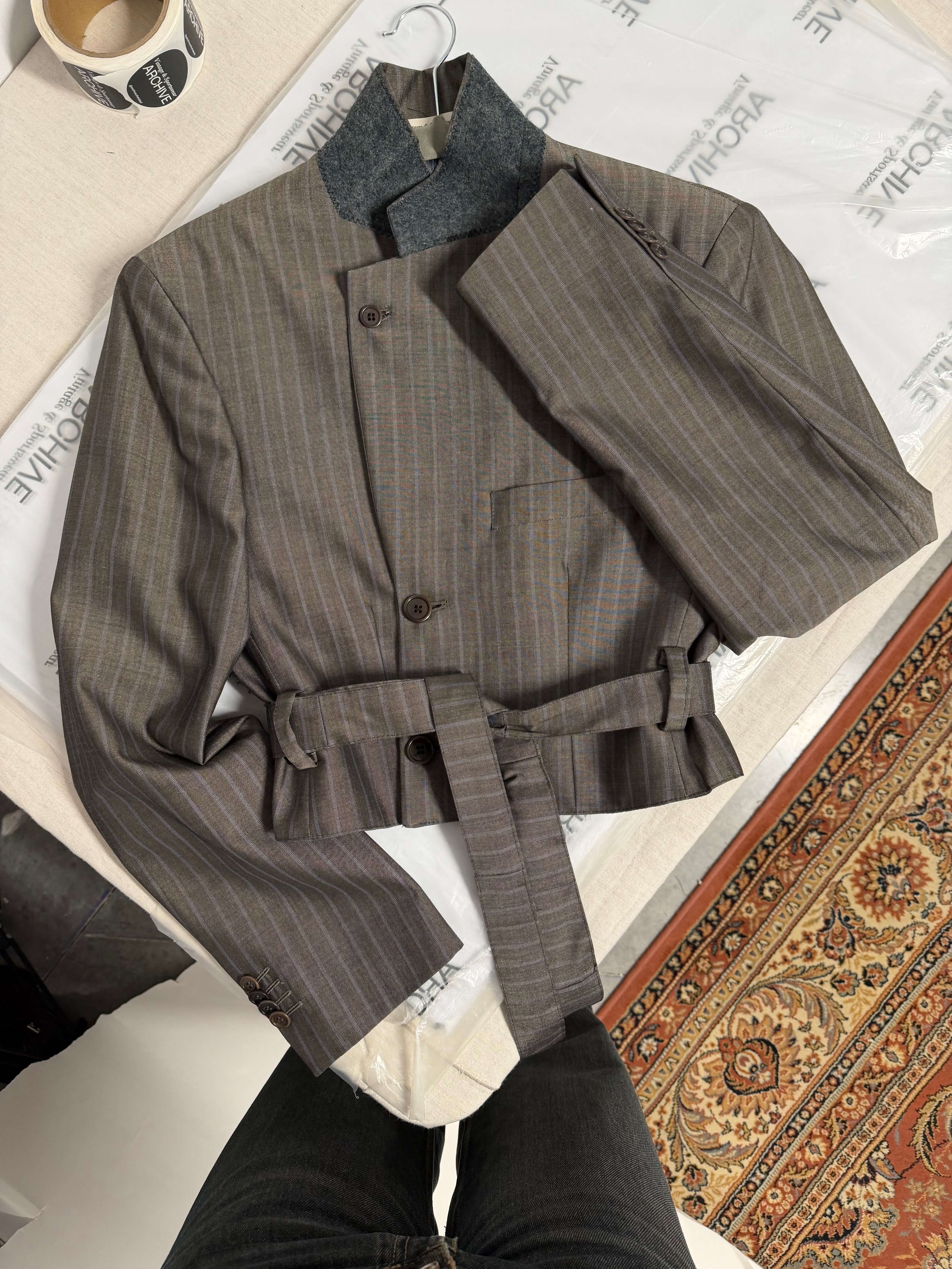 Tied-up Blazer - Brown Blue Stripes (XS)