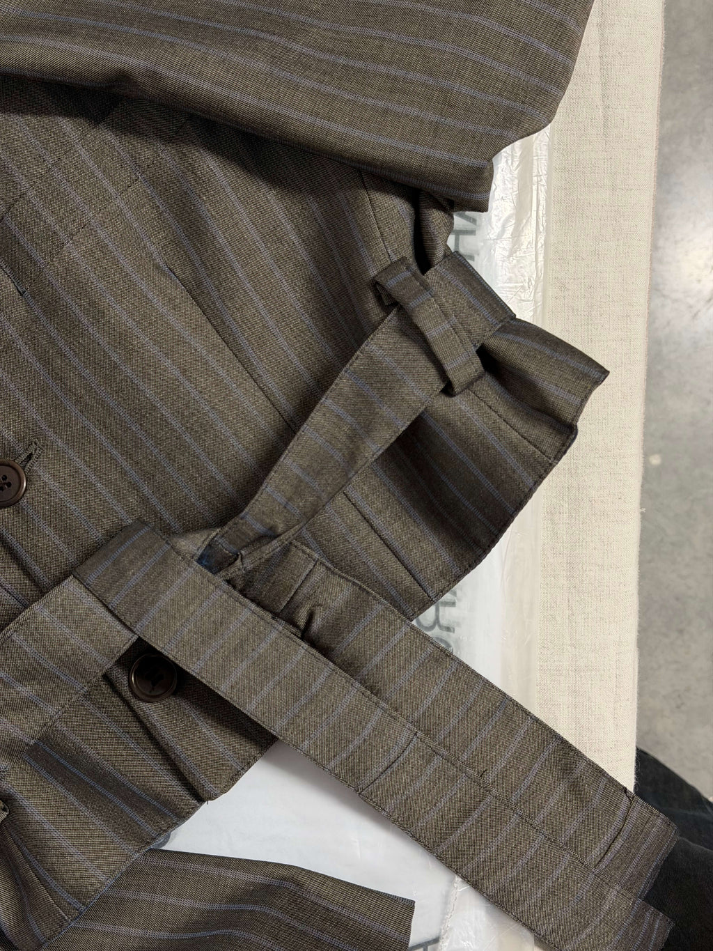 Tied-up Blazer - Brown Blue Stripes (XS)