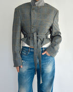 Tied-up Blazer - Blue and Yellow (L)