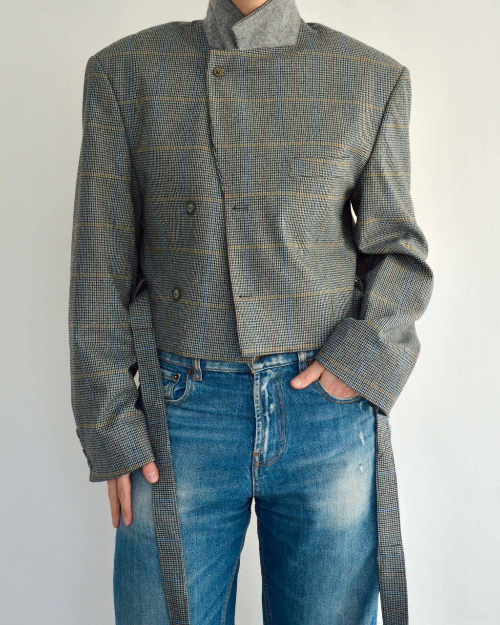 Tied-up Blazer - Blue and Yellow (L)