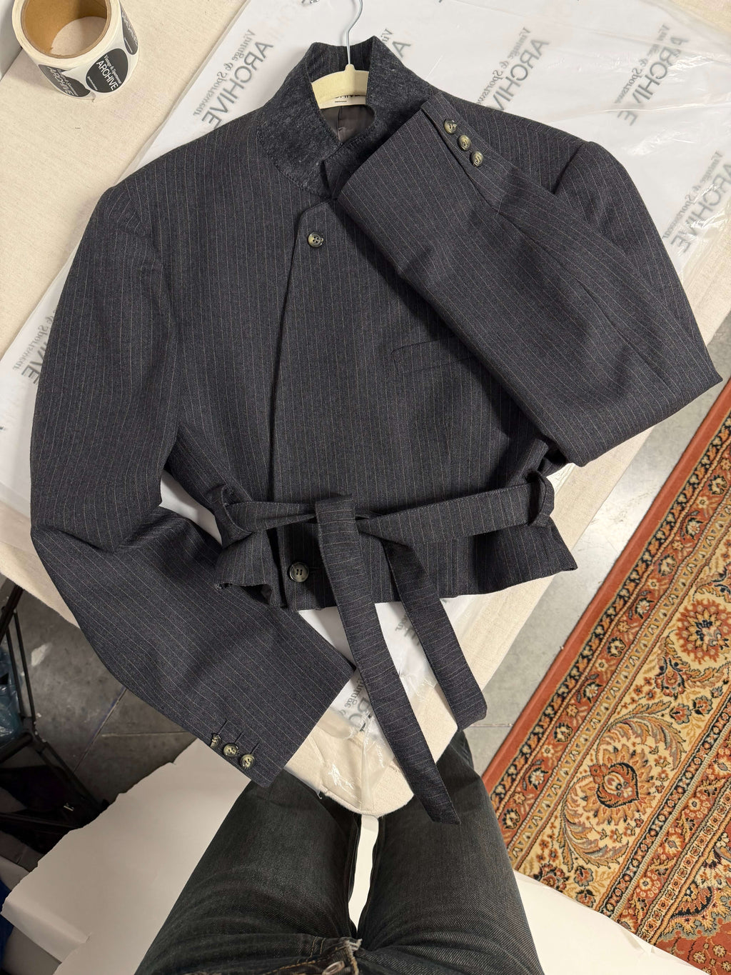 Tied-up Blazer - Textured Navy (M)