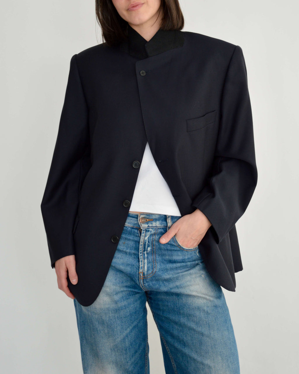 High Neck Blazer - Navy Business (L)