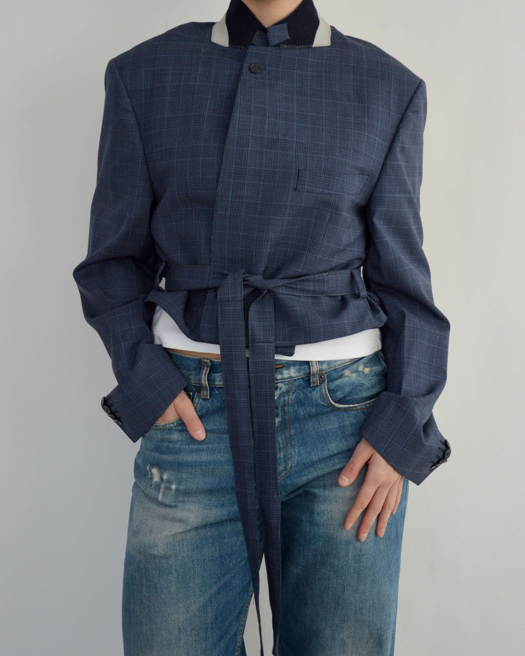 Tied-up Blazer - Navy Collar (L)