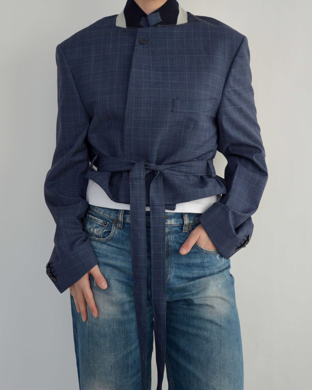 Tied-up Blazer - Navy Collar (L)