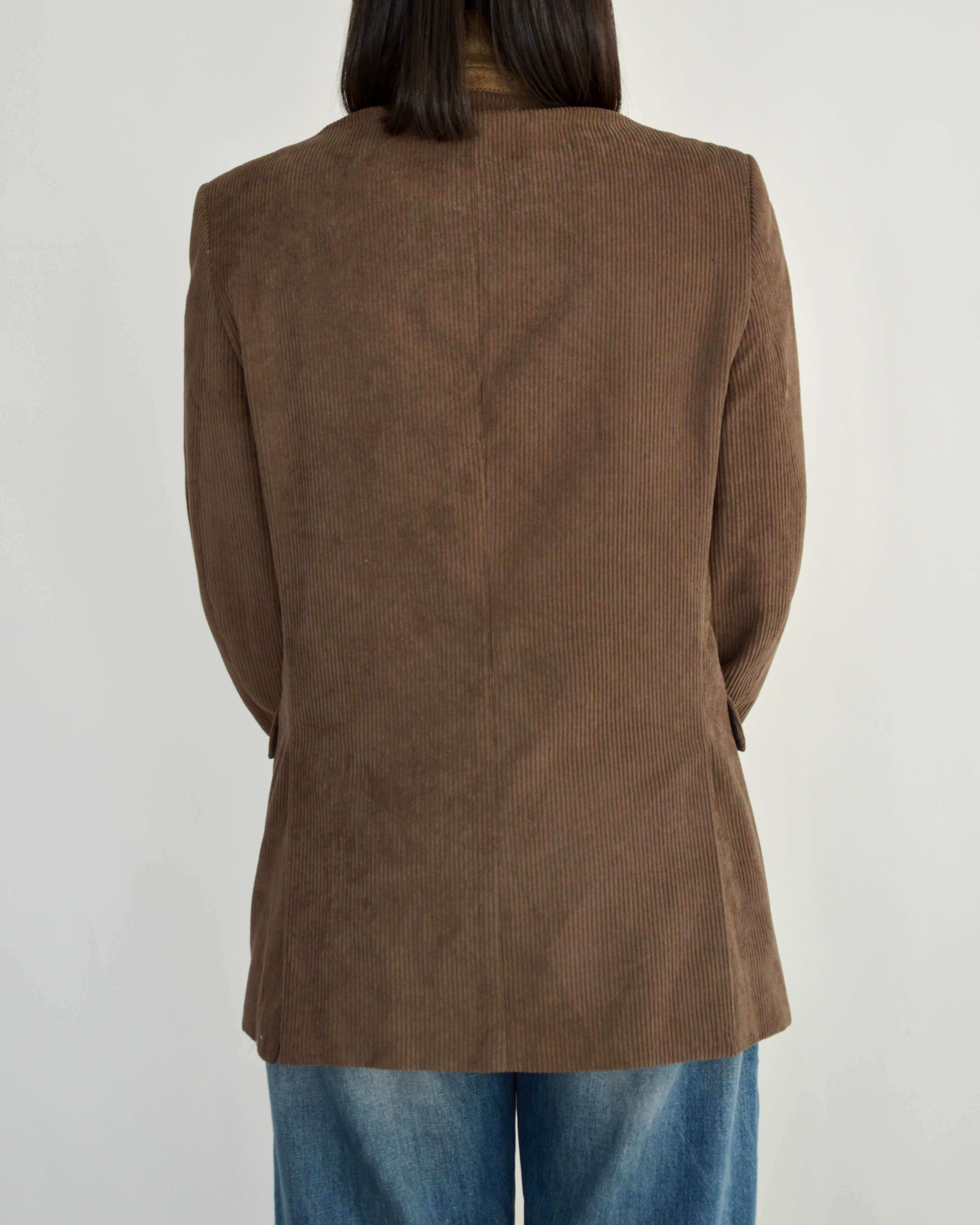 High Neck Blazer - Corduroy Brown (S)