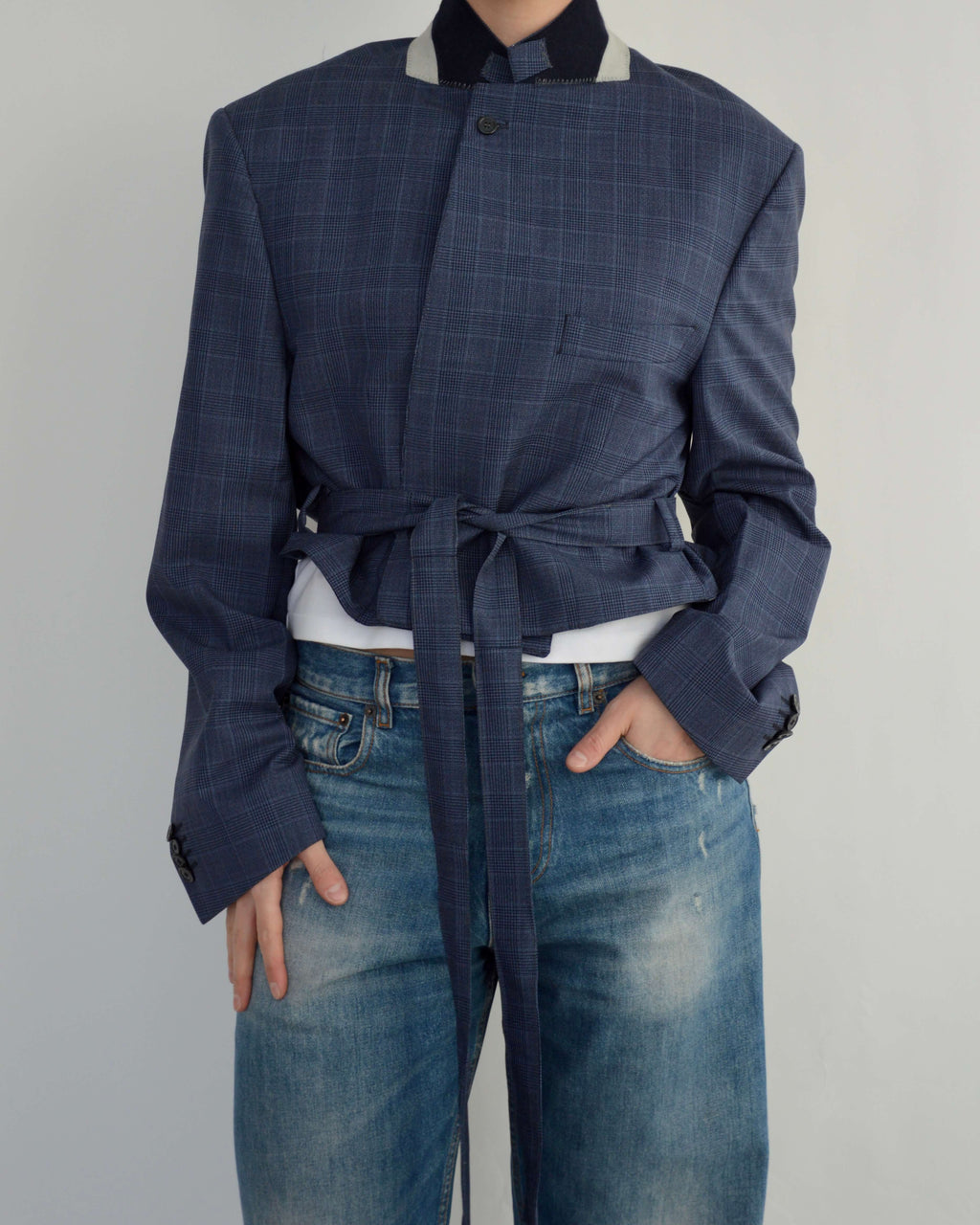 Tied-up Blazer - Navy Collar (L)