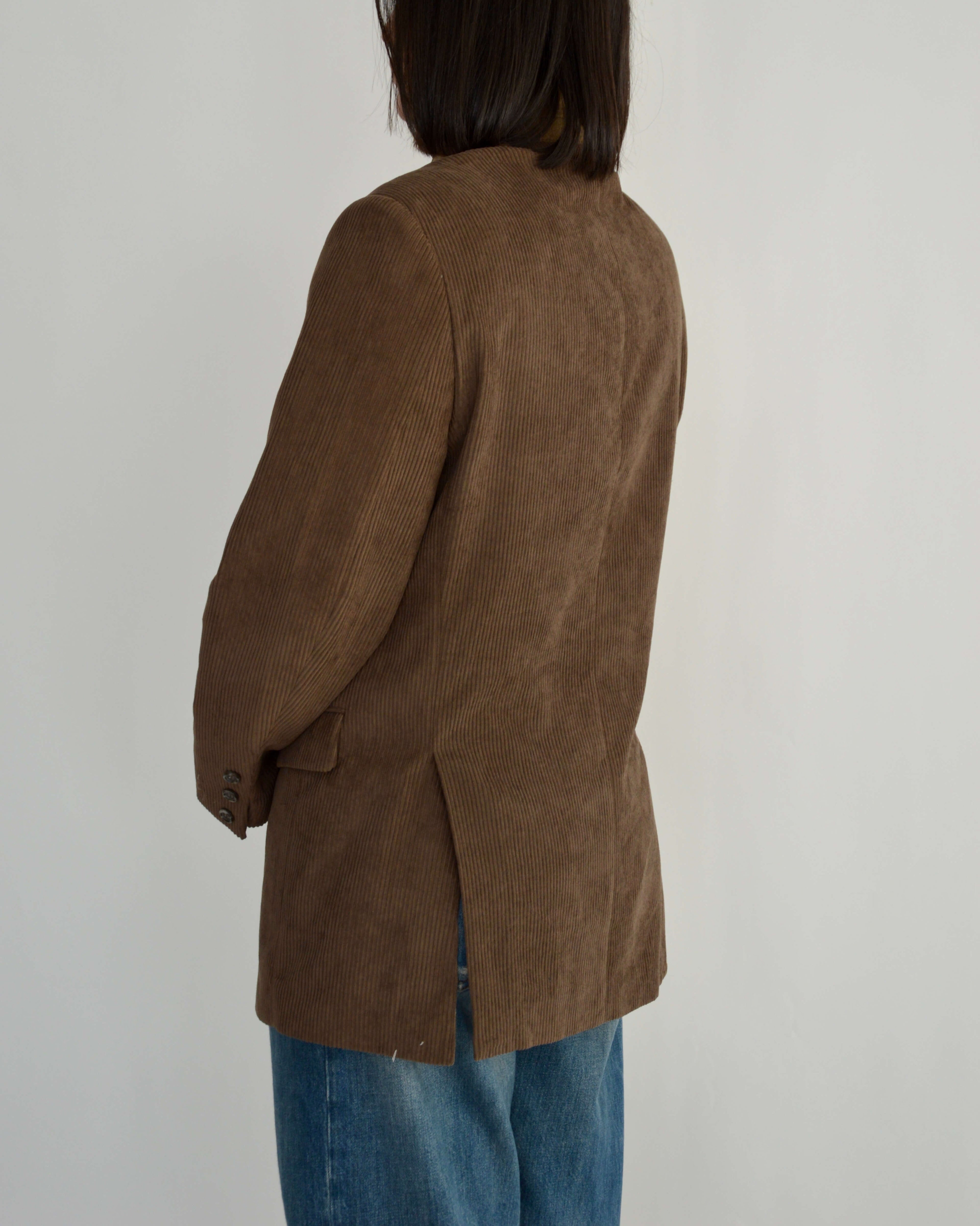 High Neck Blazer - Corduroy Brown (S)
