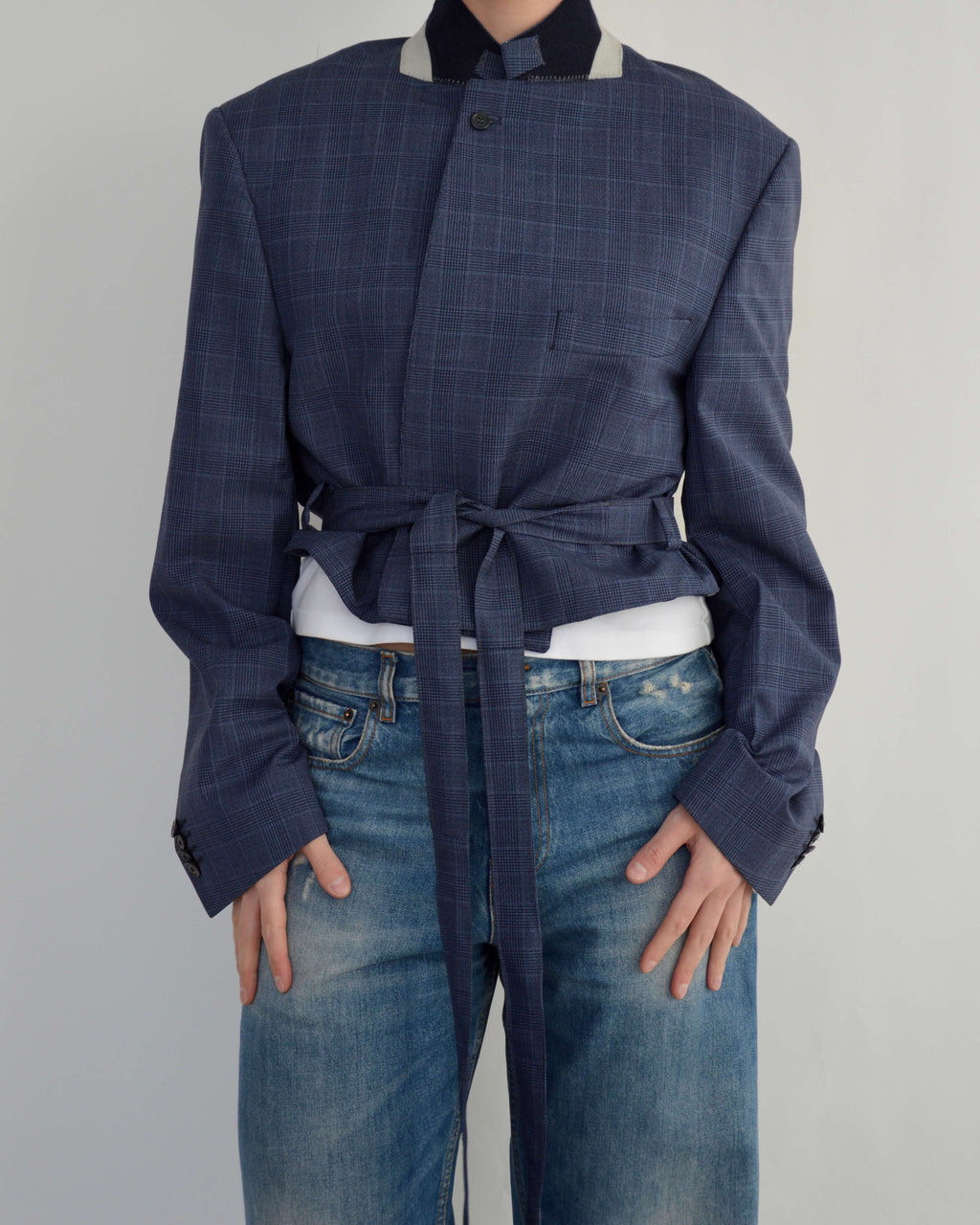 Tied-up Blazer - Navy Collar (L)