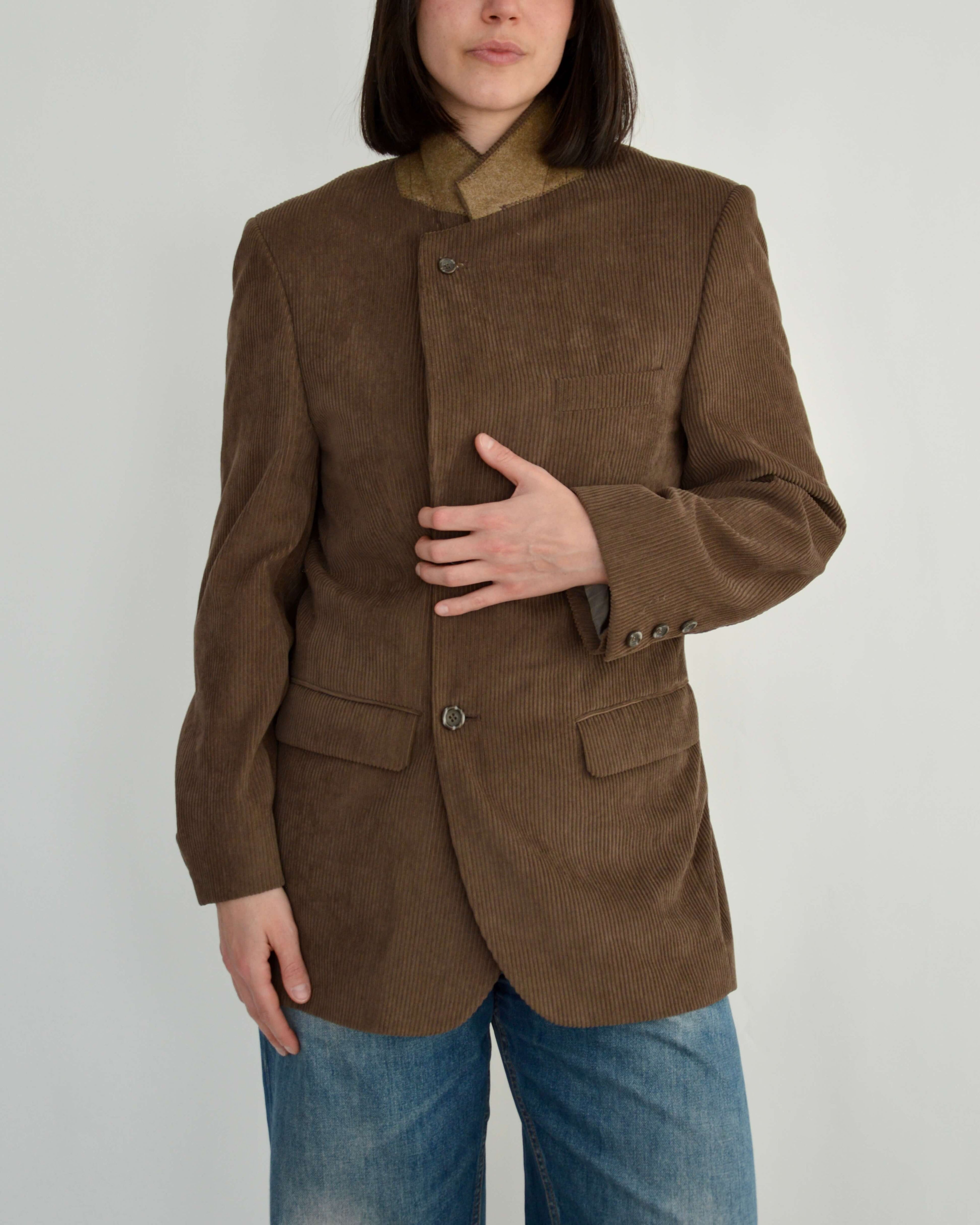 High Neck Blazer - Corduroy Brown (S)