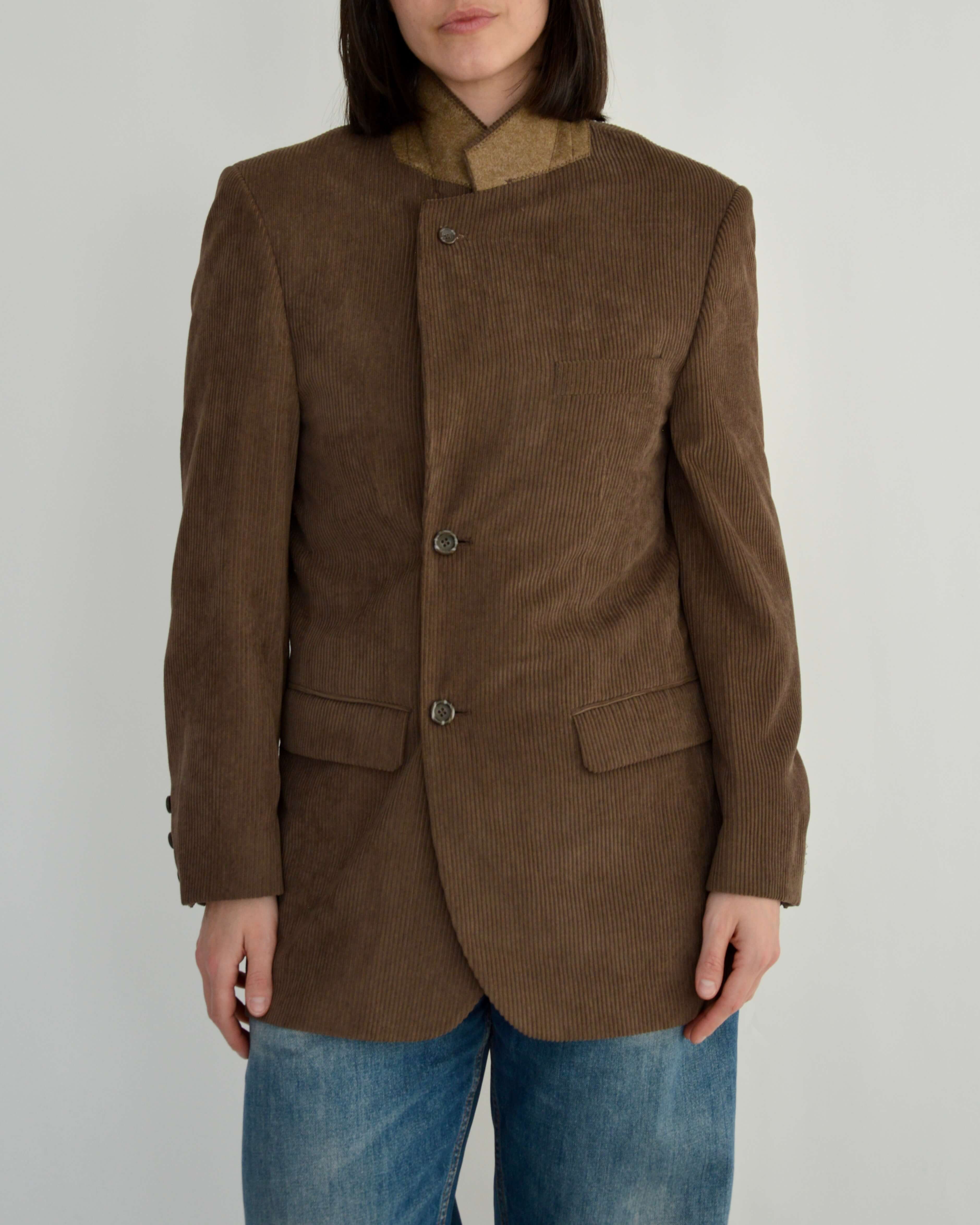 High Neck Blazer - Corduroy Brown (S)