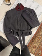 Tied-up Blazer - Burgundy Collar (S)