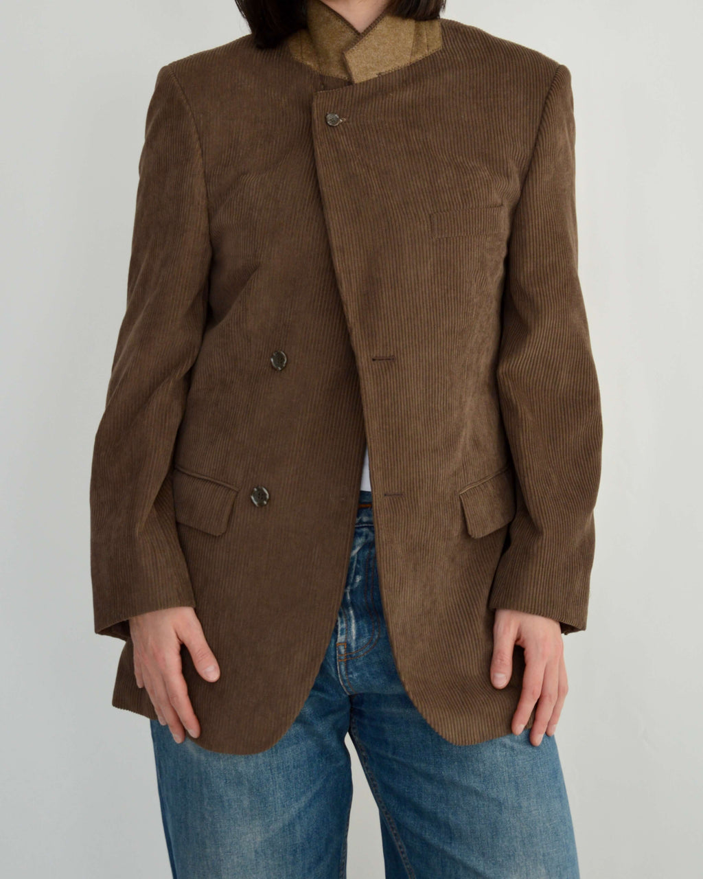High Neck Blazer - Corduroy Brown (S)