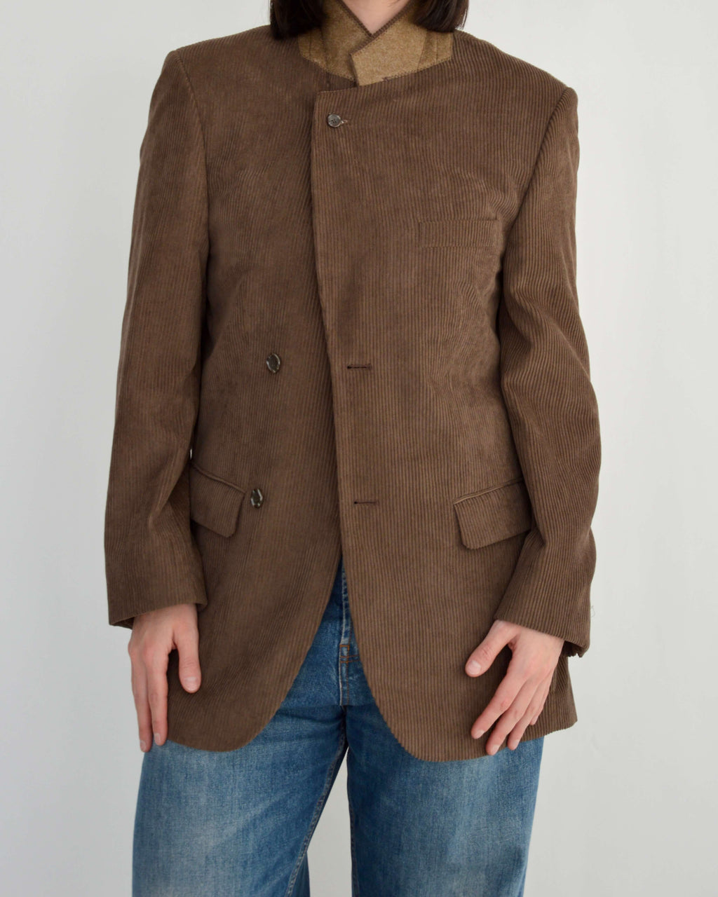 High Neck Blazer - Corduroy Brown (S)