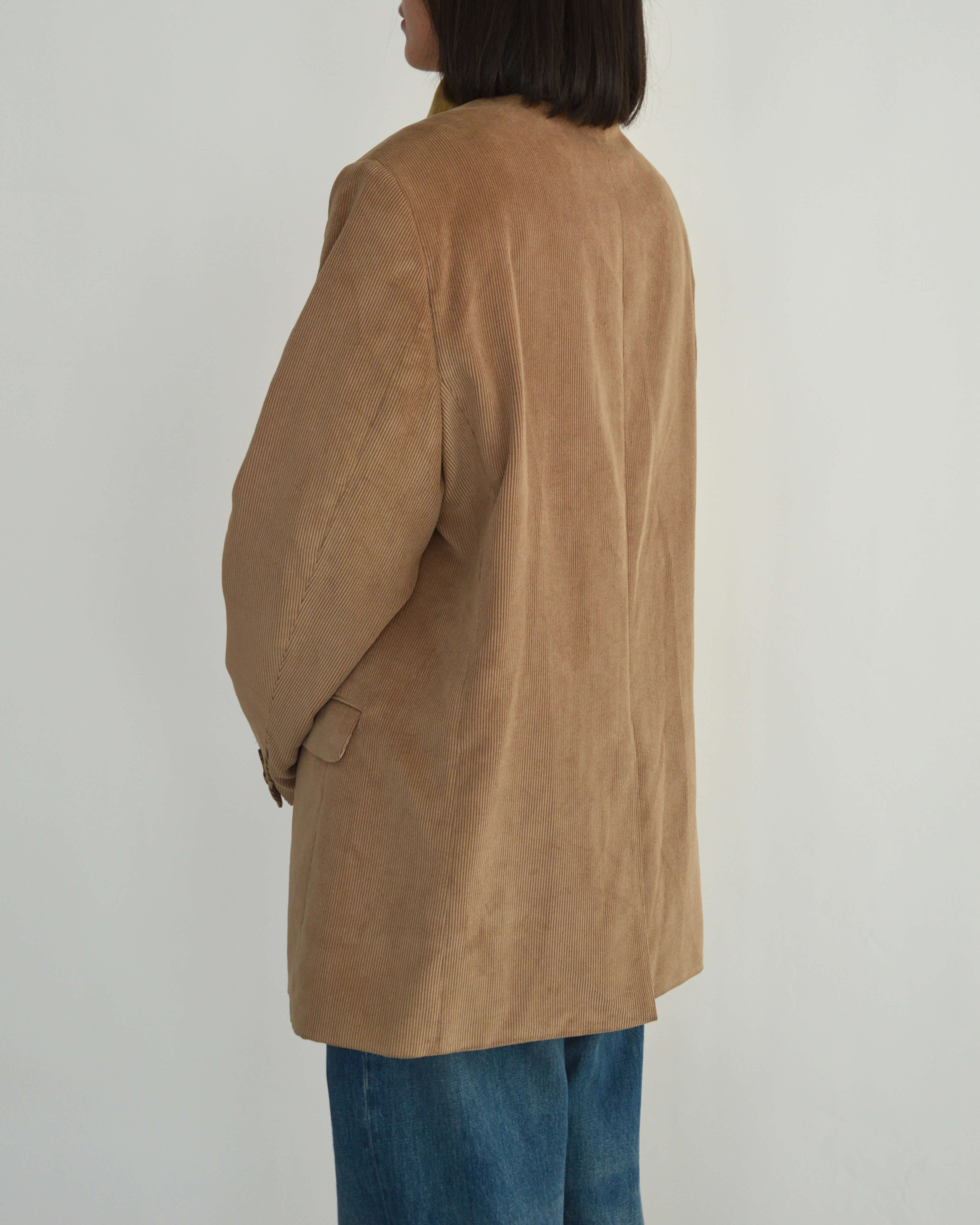 High Neck Blazer - Corduroy Beige (M)