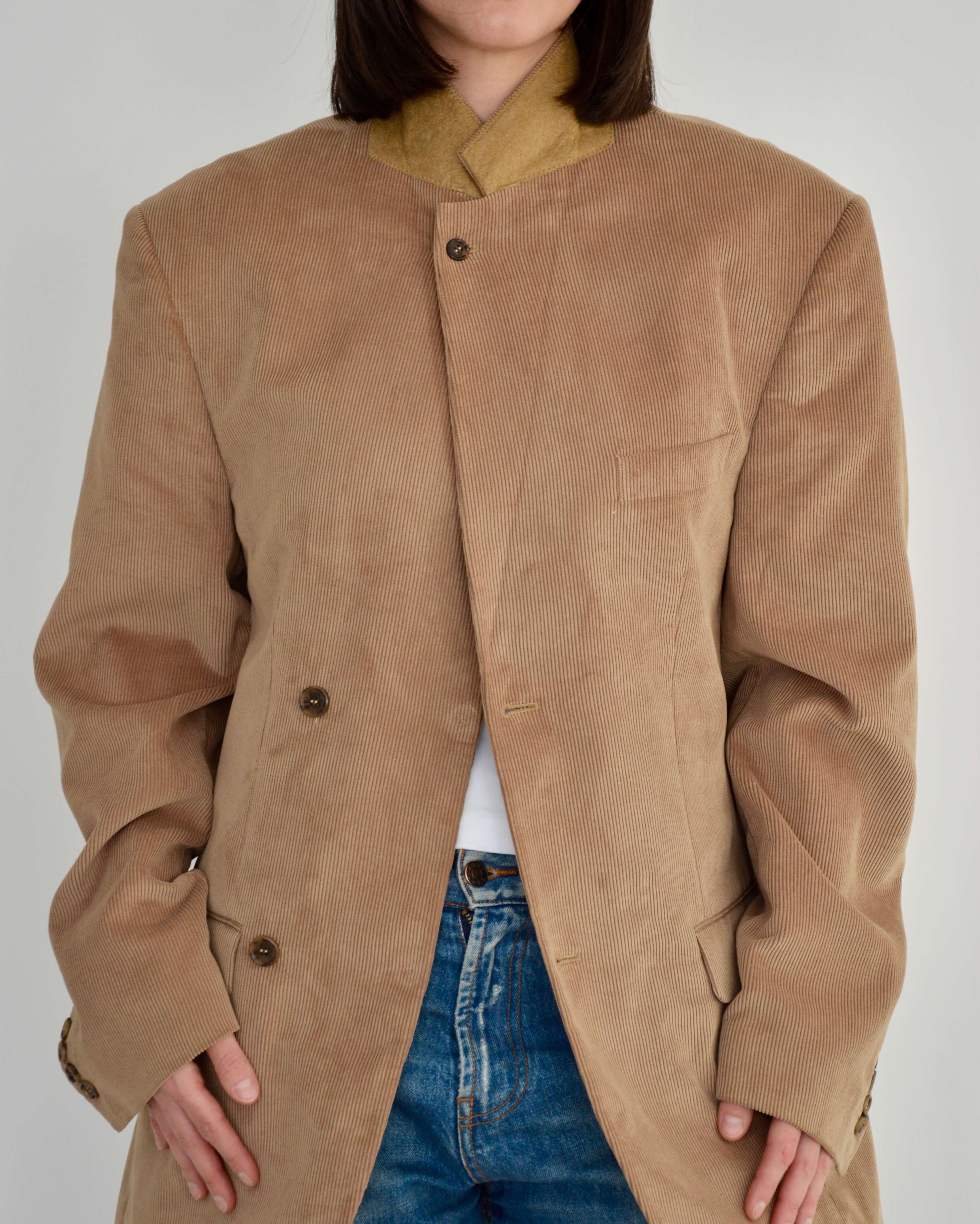 High Neck Blazer - Corduroy Beige (M)