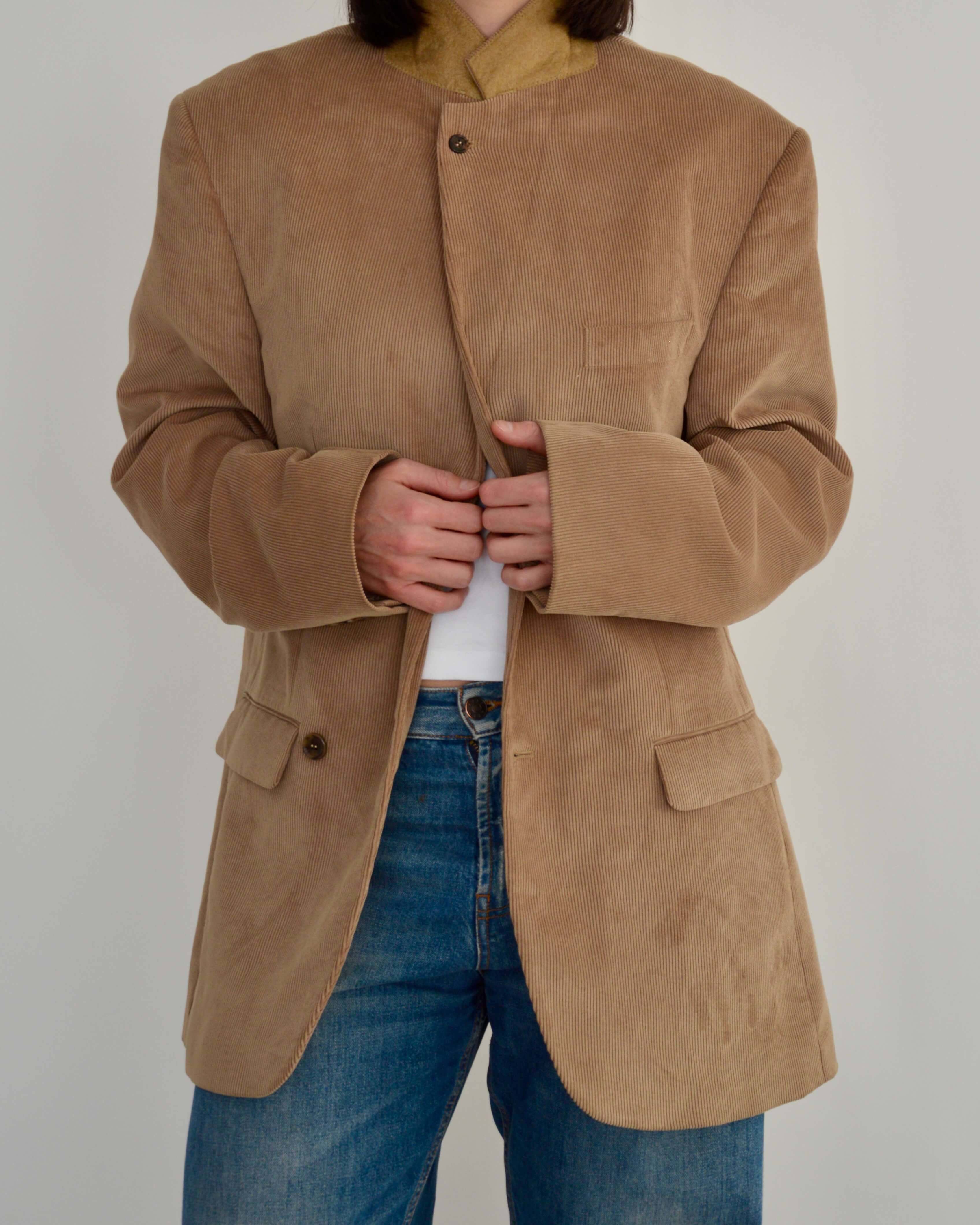 High Neck Blazer - Corduroy Beige (M)