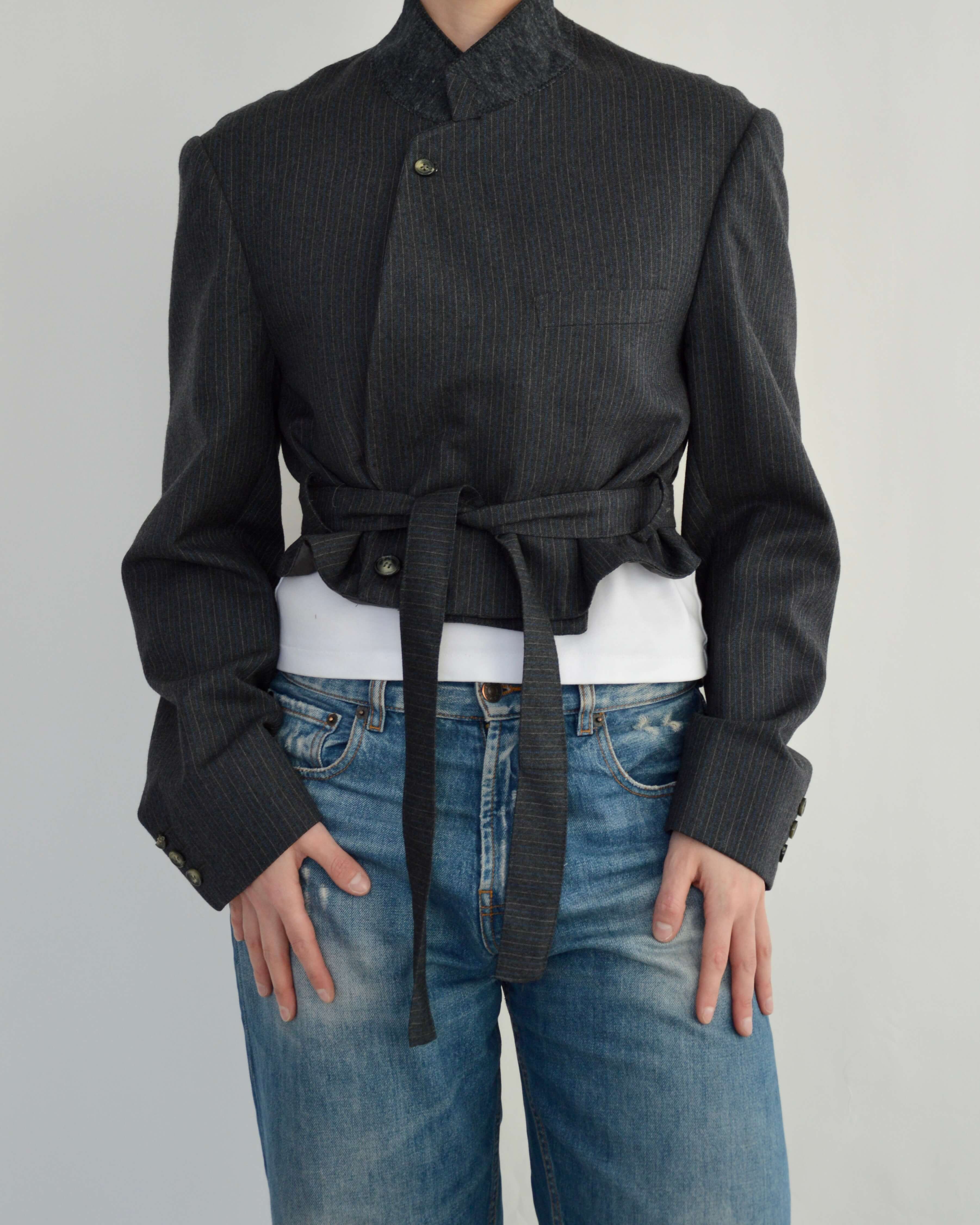 Tied-up Blazer - Textured Navy (M)