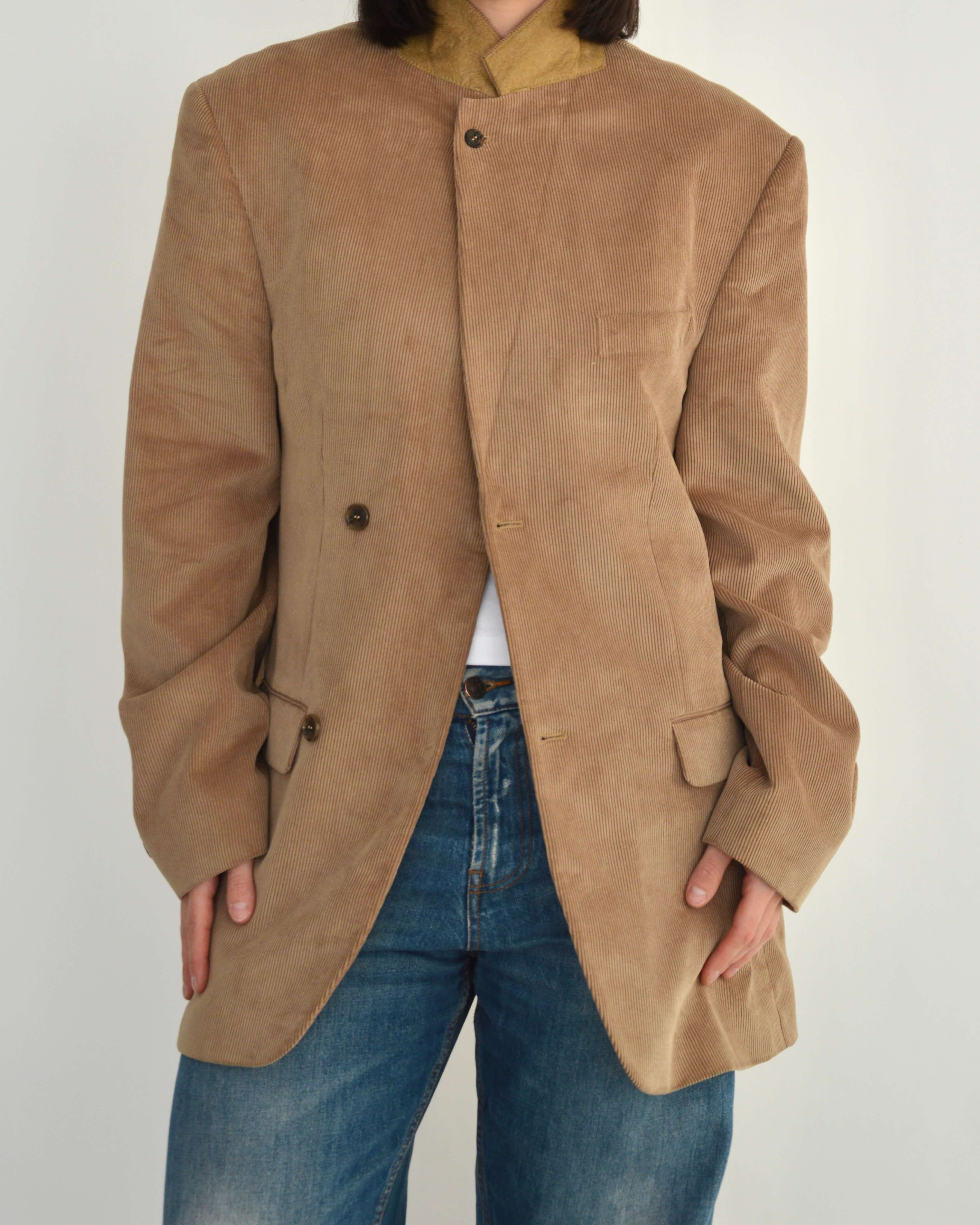 High Neck Blazer - Corduroy Beige (M)