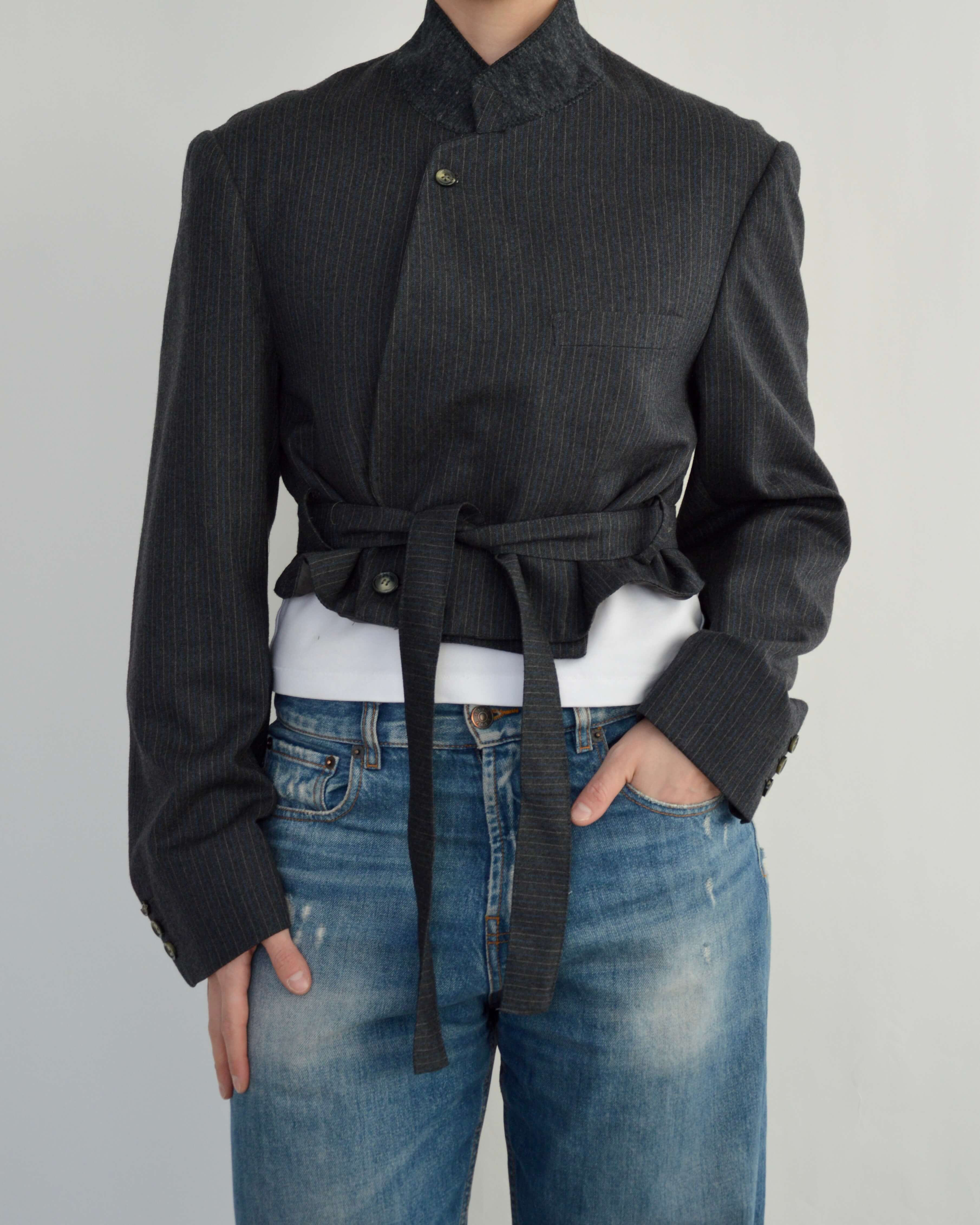 Tied-up Blazer - Textured Navy (M)