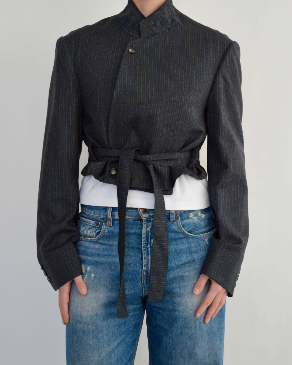 Tied-up Blazer - Textured Navy (M)