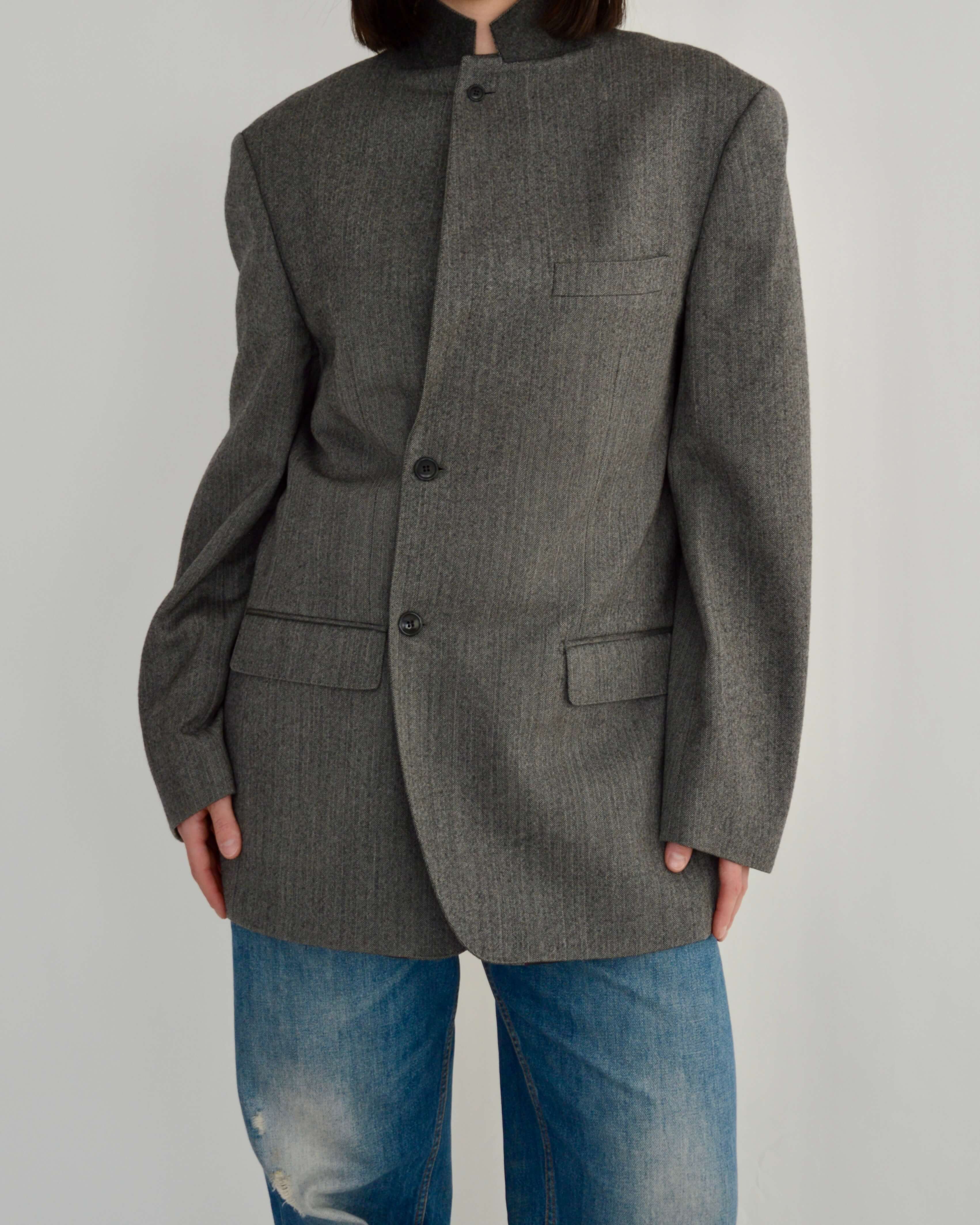 High Neck Blazer - Darker Grey (M)