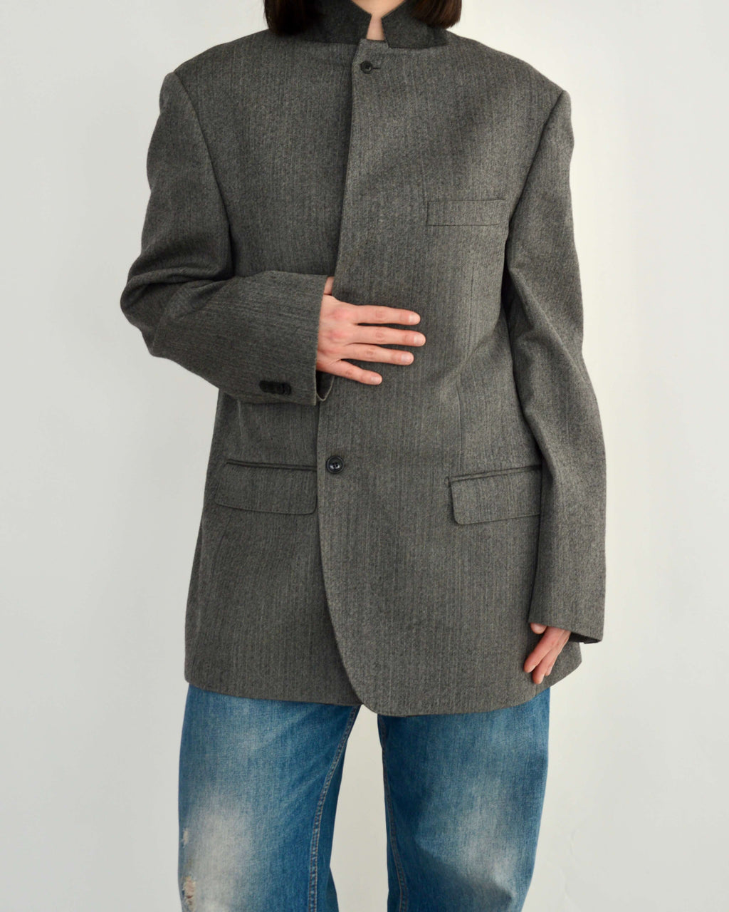 High Neck Blazer - Darker Grey (M)