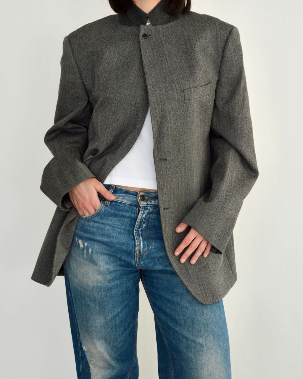 High Neck Blazer - Darker Grey (M)