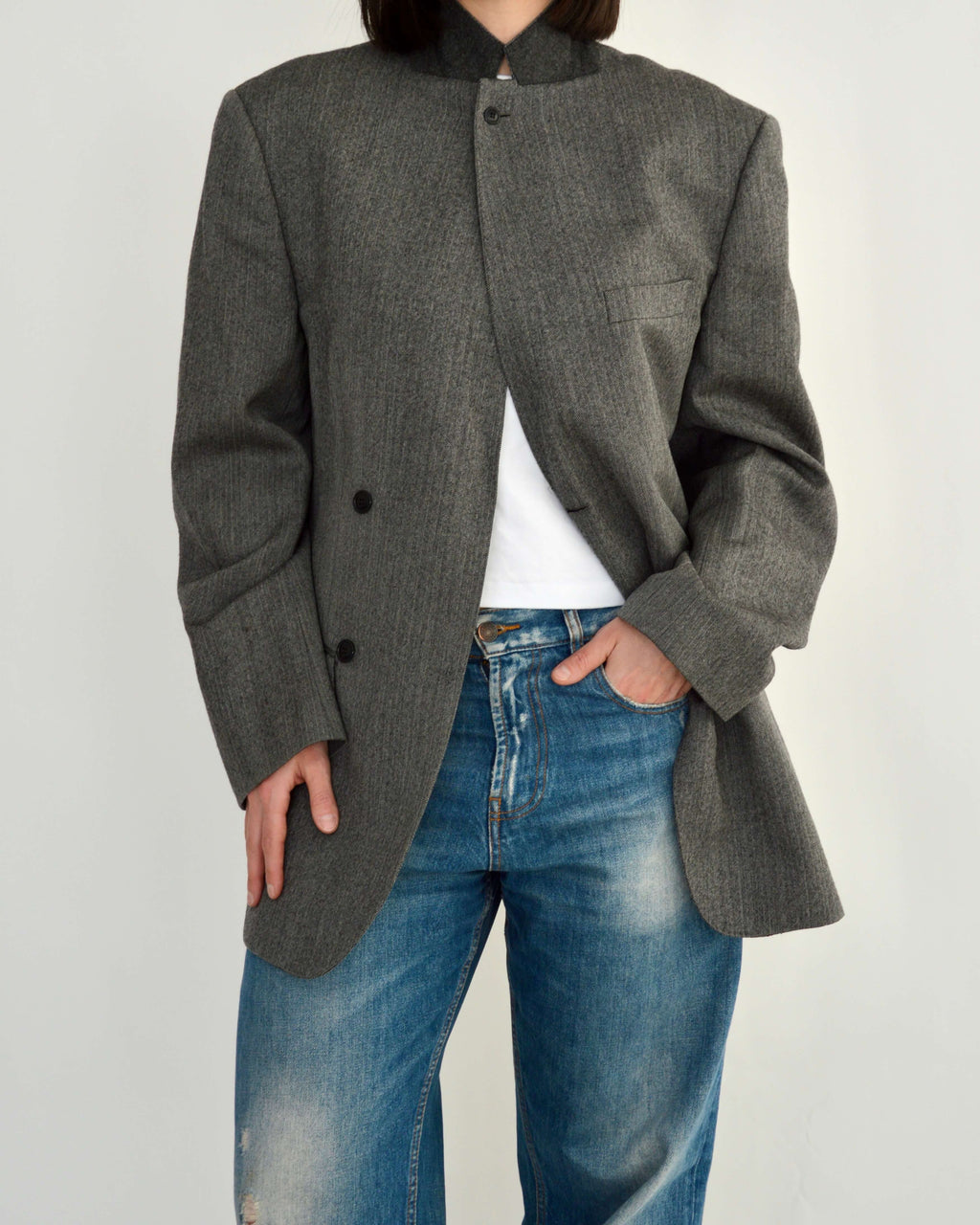 High Neck Blazer - Darker Grey (M)