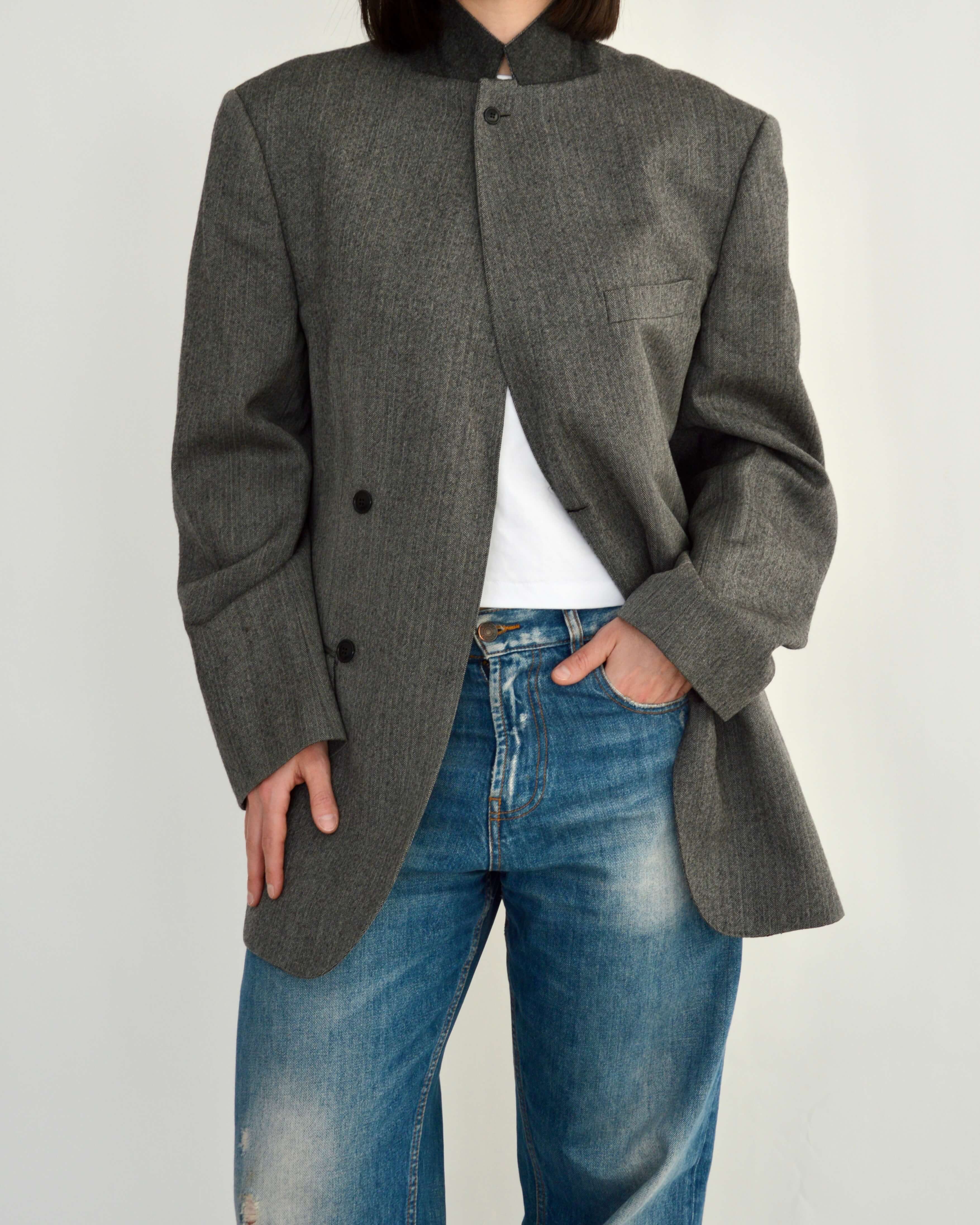 High Neck Blazer - Darker Grey (M)