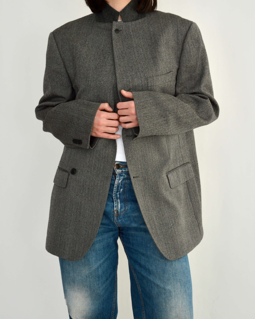 High Neck Blazer - Darker Grey (M)