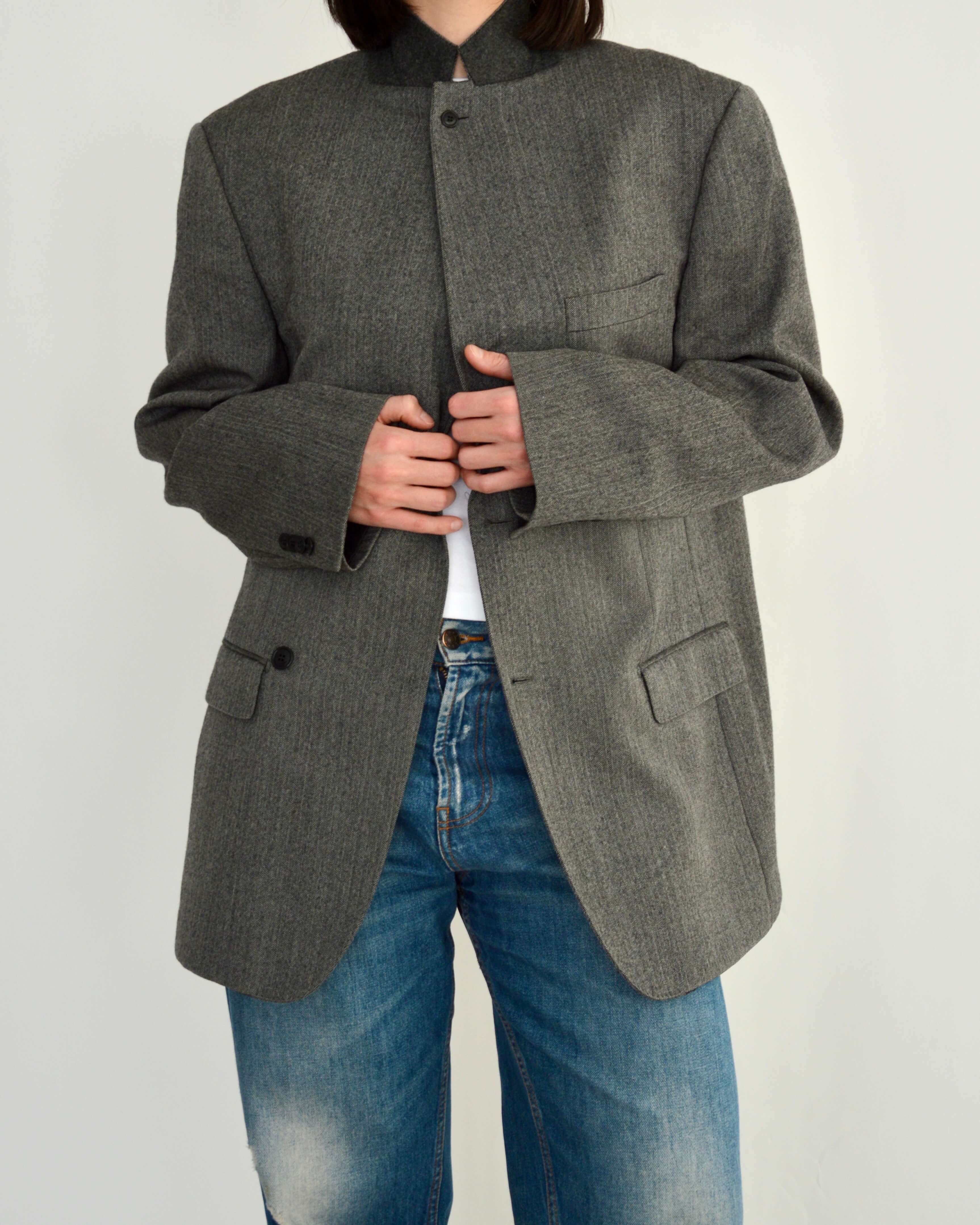 High Neck Blazer - Darker Grey (M)