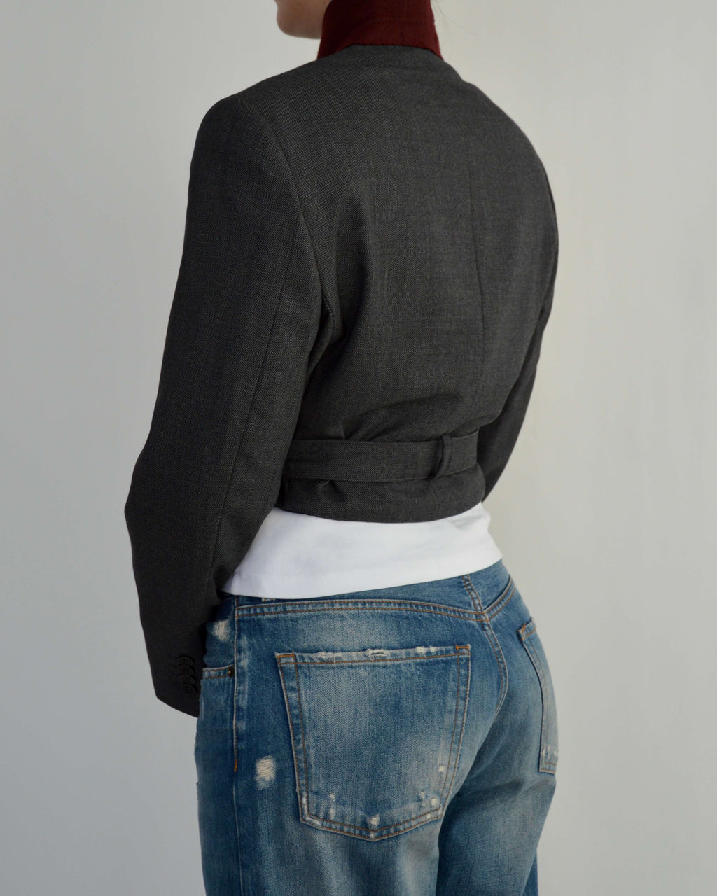 Tied-up Blazer - Burgundy Collar (S)